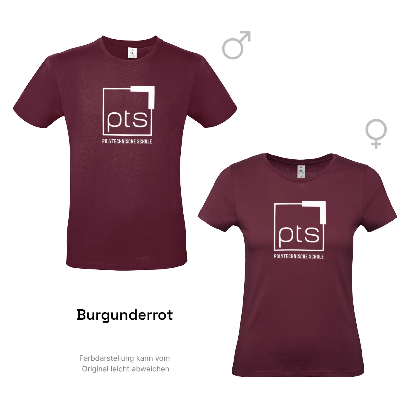 T-Shirt PTS-Logo weiß in Burgunderrot
