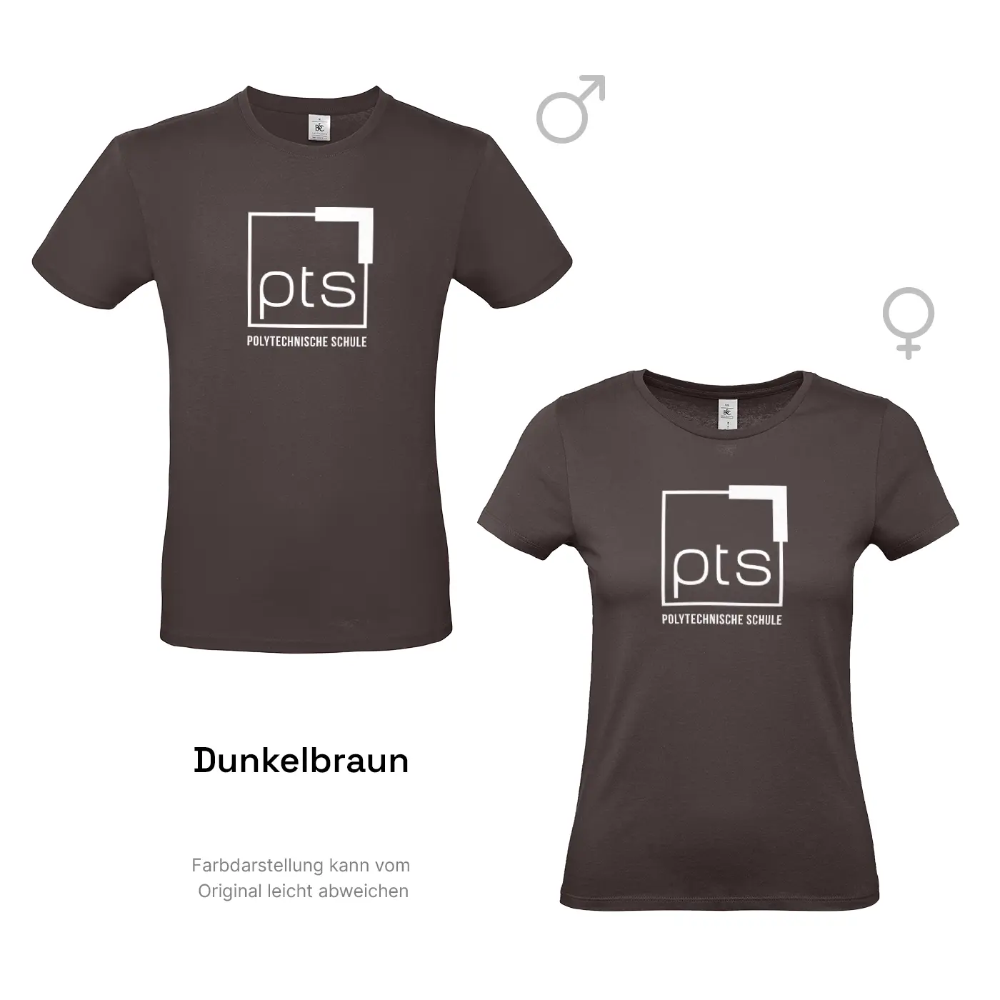 T-Shirt PTS-Logo weiß in Dunkelbraun