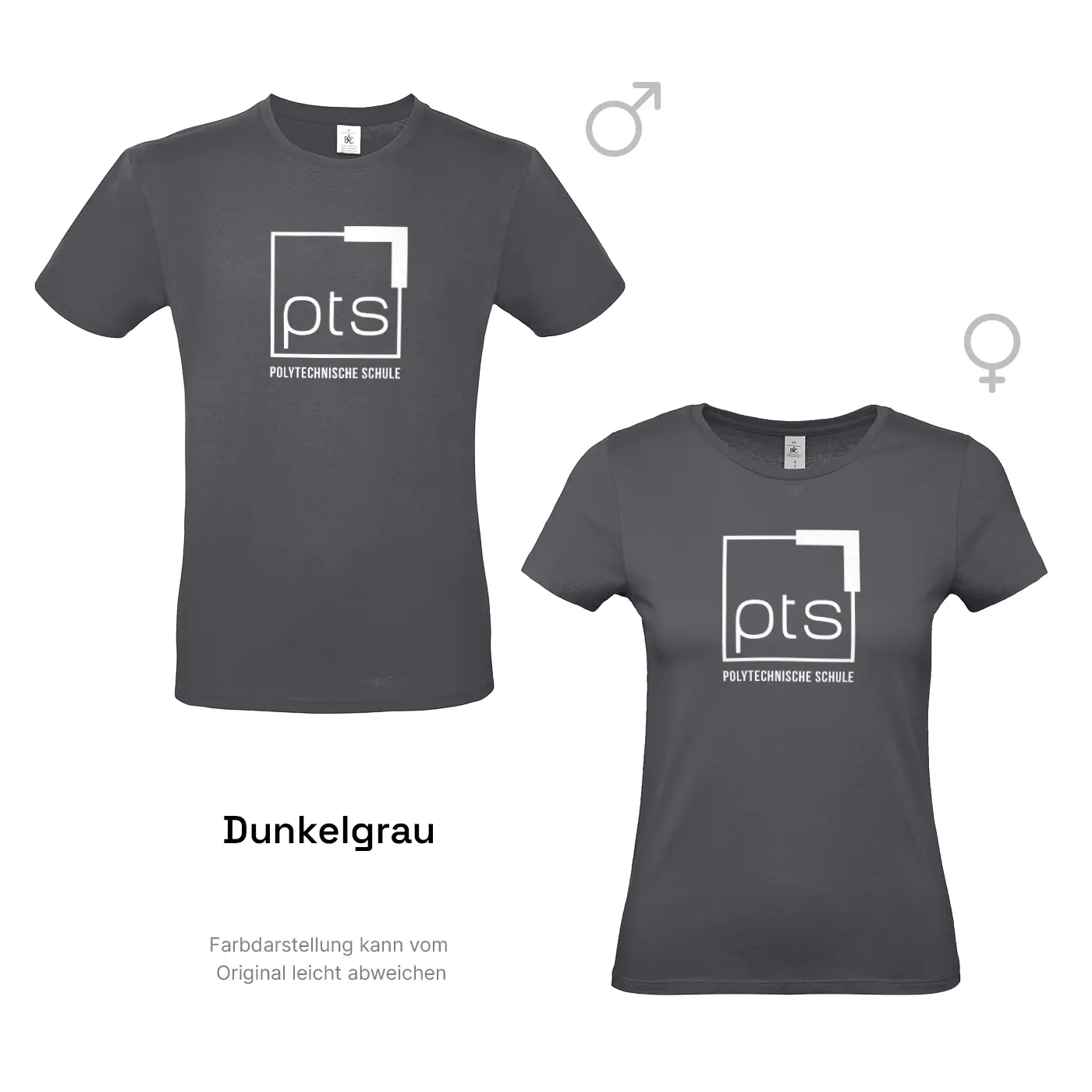 T-Shirt PTS-Logo weiß in Dunkelgrau