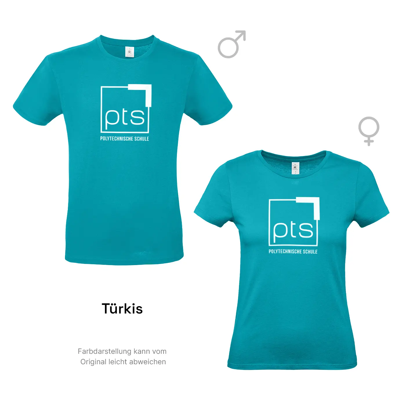 T-Shirt PTS-Logo weiß in Türkis