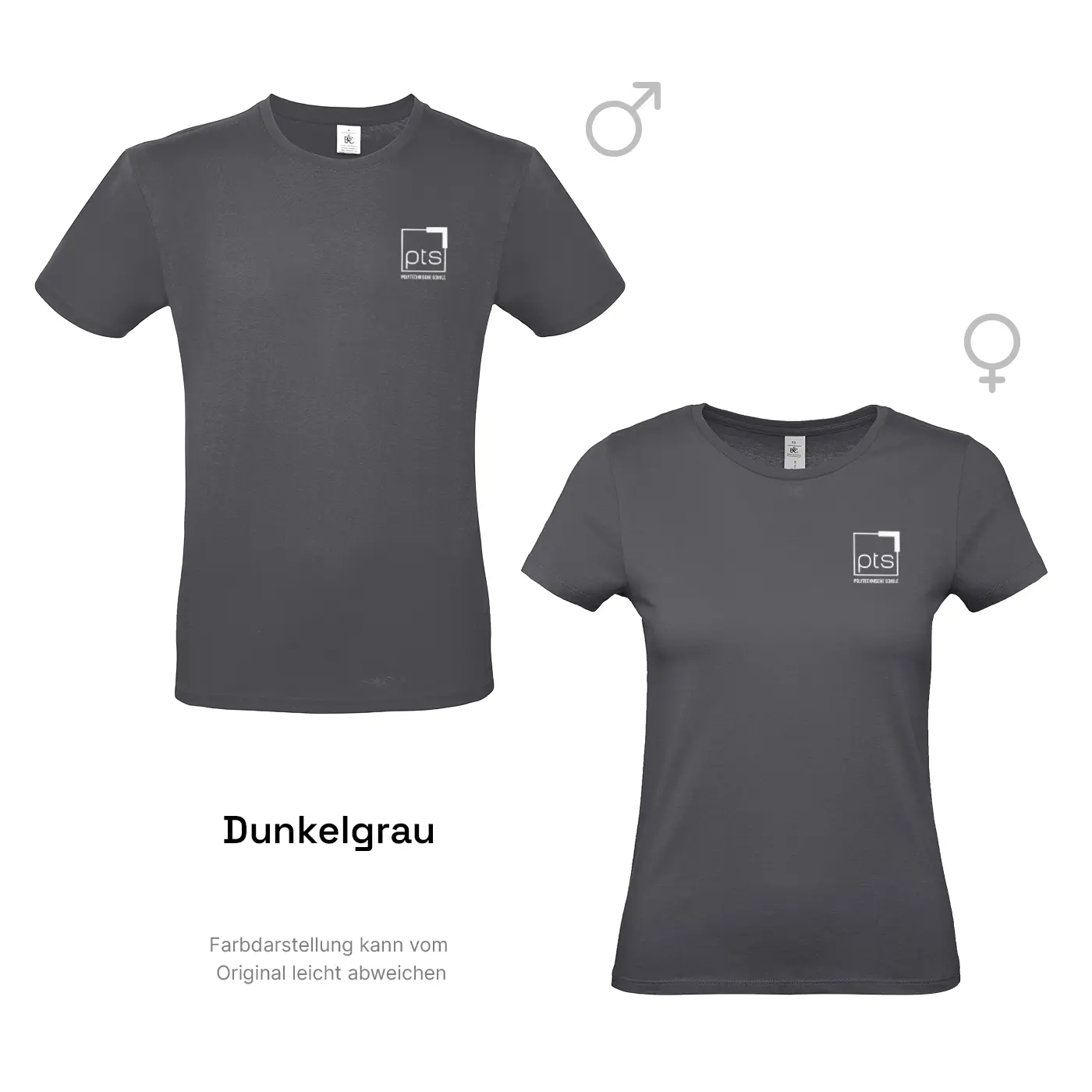 T-Shirt PTS-Logo weiß klein in Dunkelgrau
