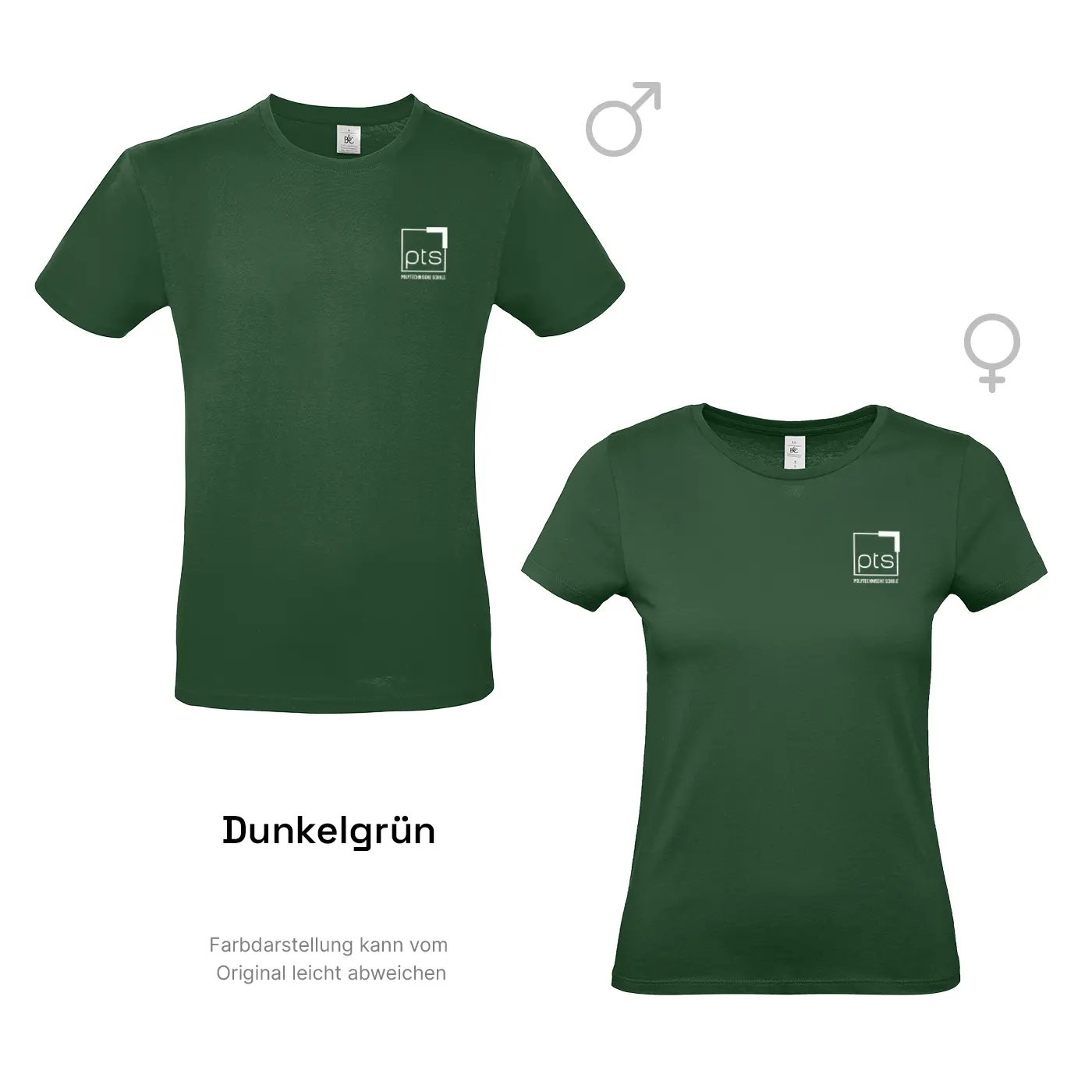 T-Shirt PTS-Logo weiß klein in Dunkelgrün