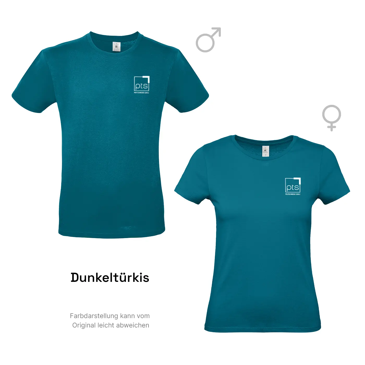 T-Shirt PTS-Logo weiß klein in Dunkeltürkis