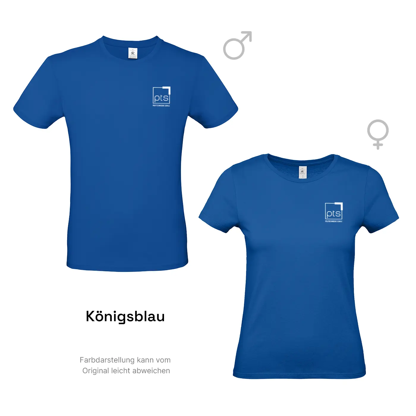 T-Shirt PTS-Logo weiß klein in Königsblau