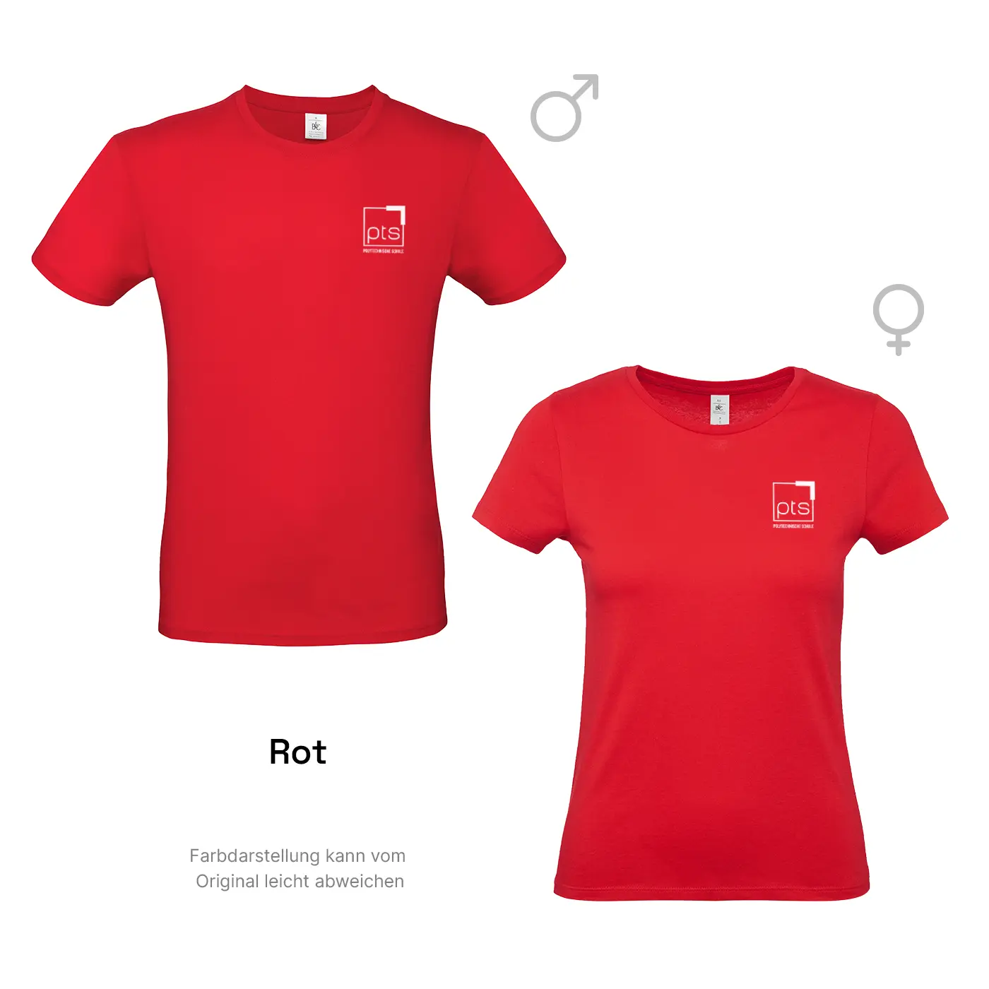 T-Shirt PTS-Logo weiß klein in Rot