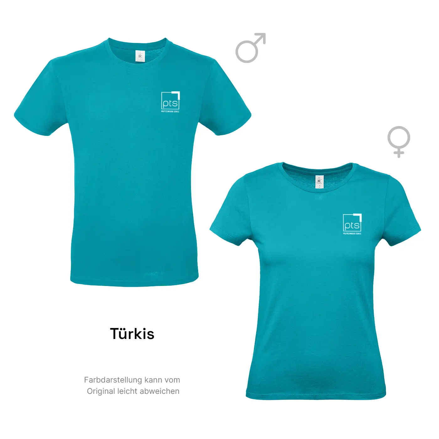 T-Shirt PTS-Logo weiß klein in Türkis