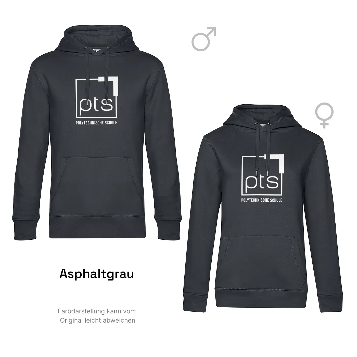 Hoodie PTS-Logo weiß in Asphaltgrau