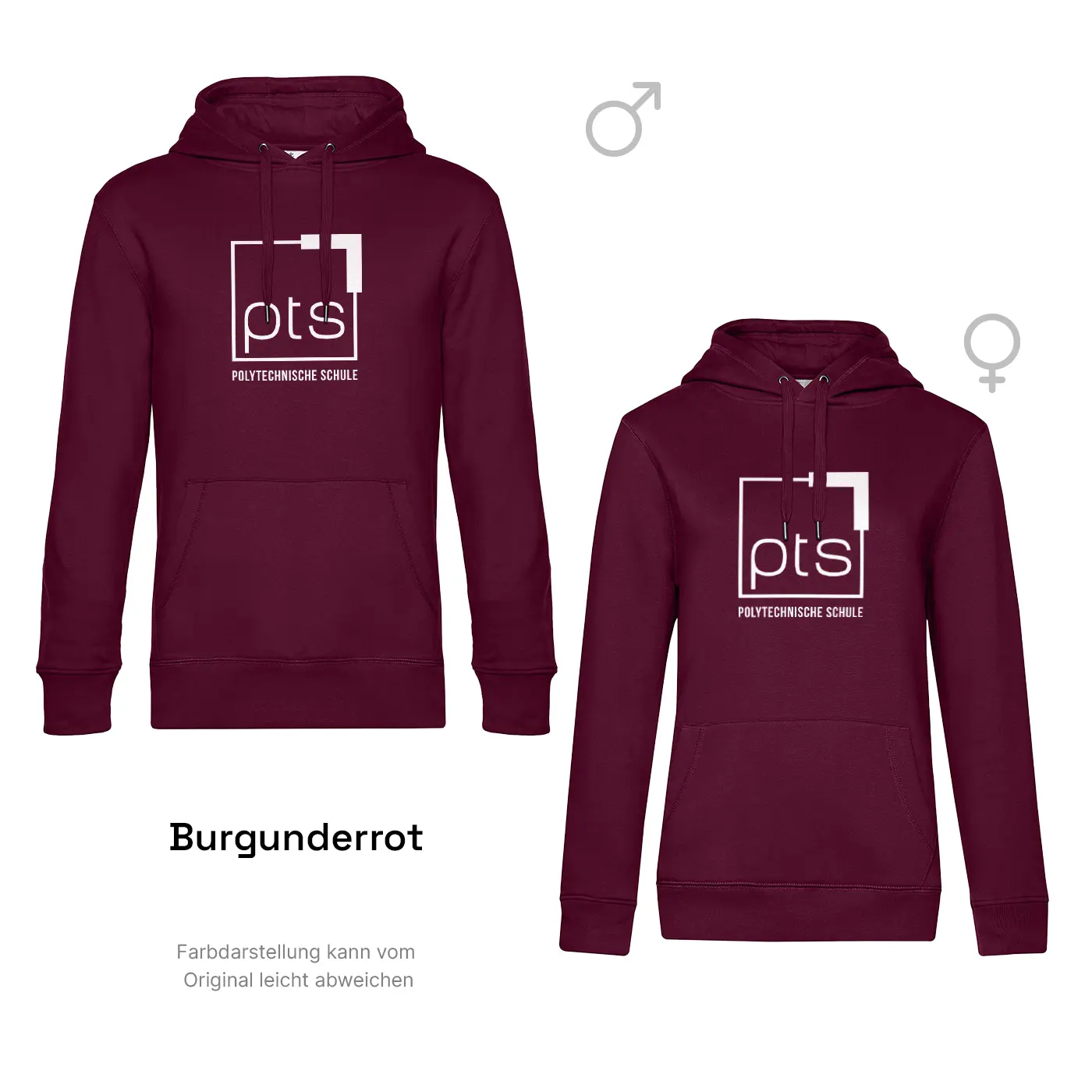 Hoodie PTS-Logo weiß in Burgunderrot