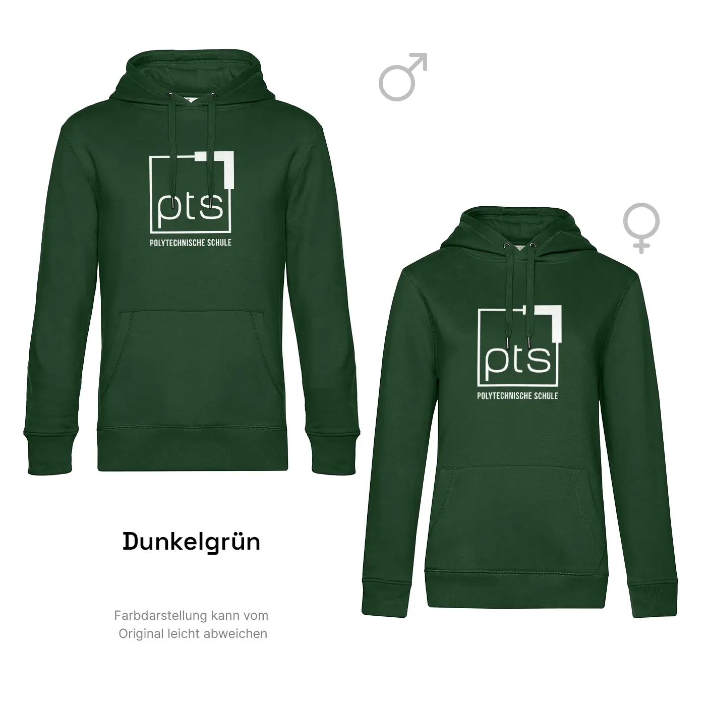 Hoodie PTS-Logo weiß in Dunkelgrün