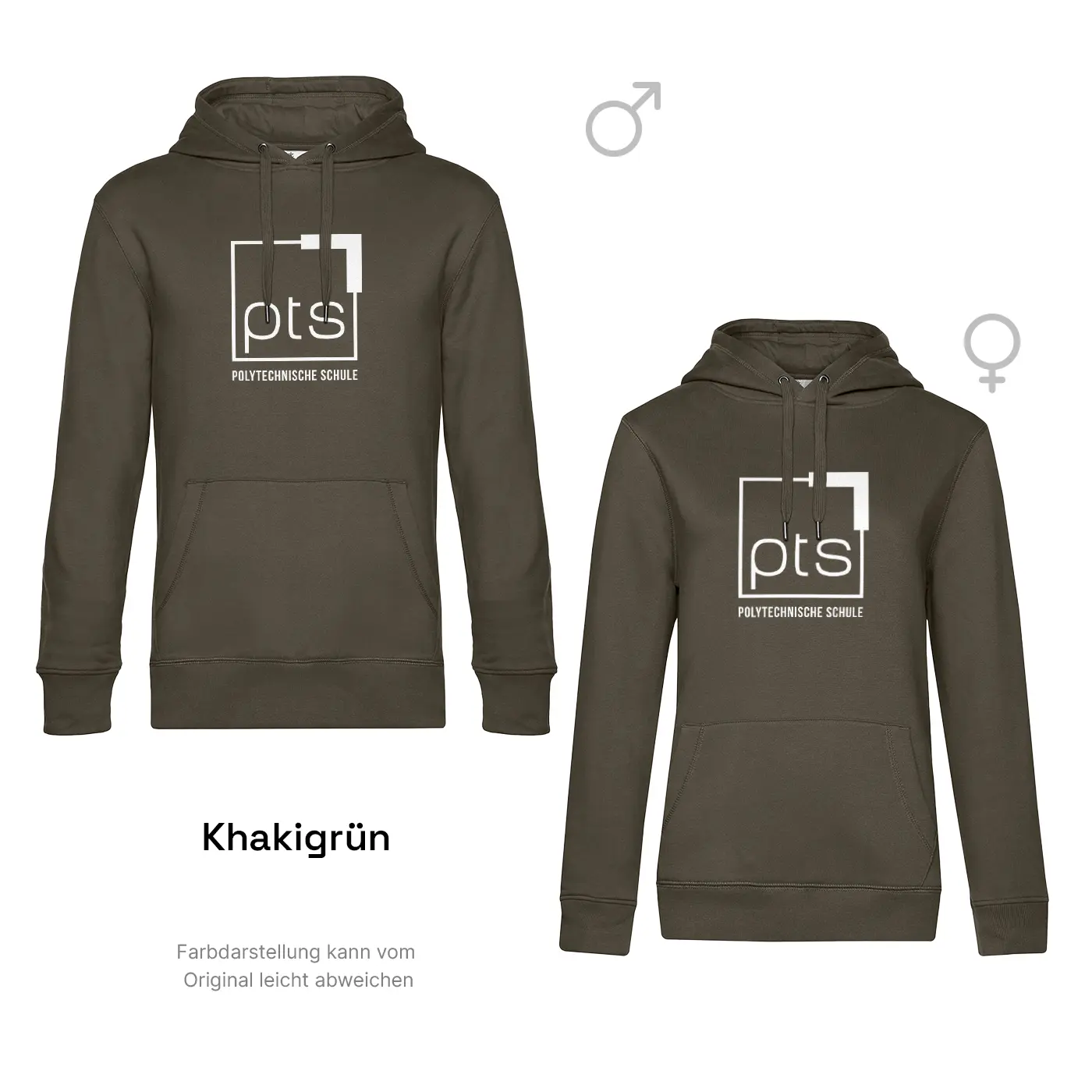 Hoodie PTS-Logo weiß in Khakigrün