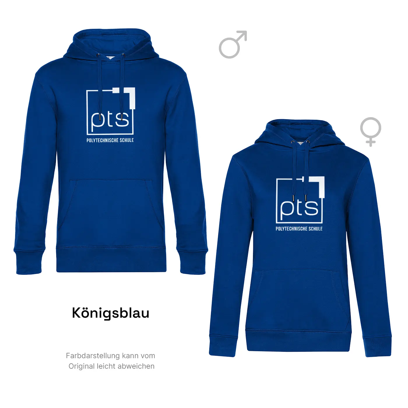 Hoodie PTS-Logo weiß in Königsblau