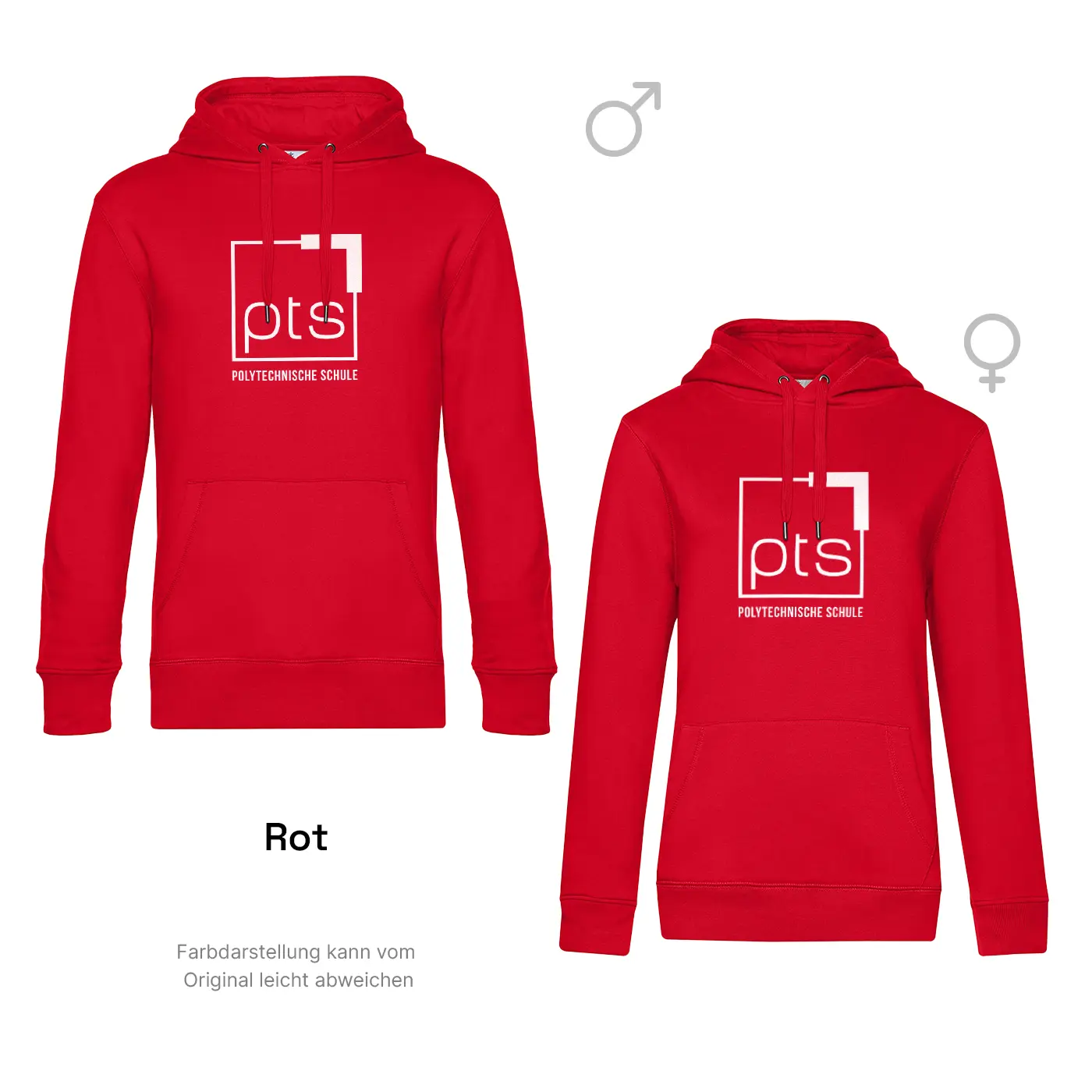 Hoodie PTS-Logo weiß in Rot