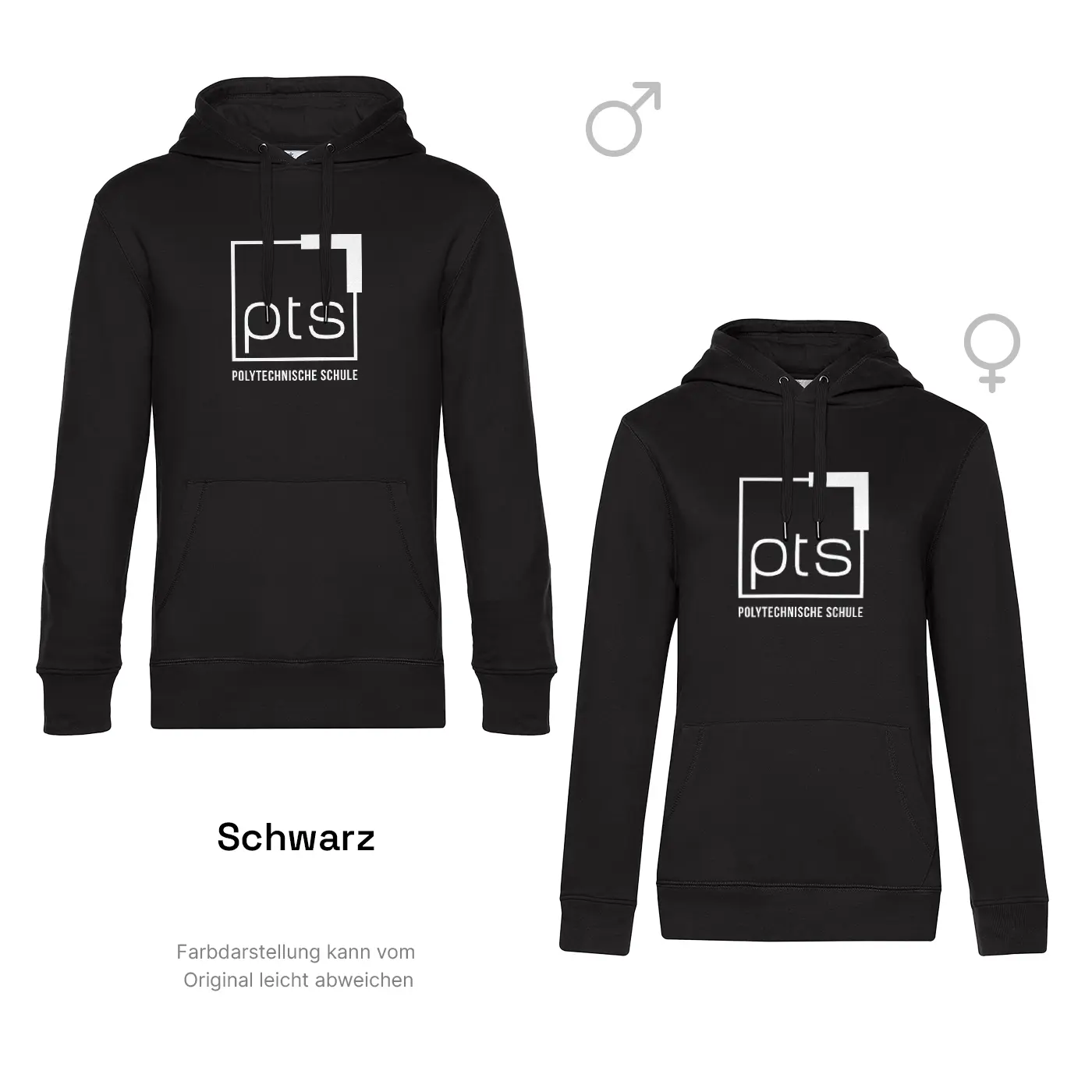 Hoodie PTS-Logo weiß in Schwarz