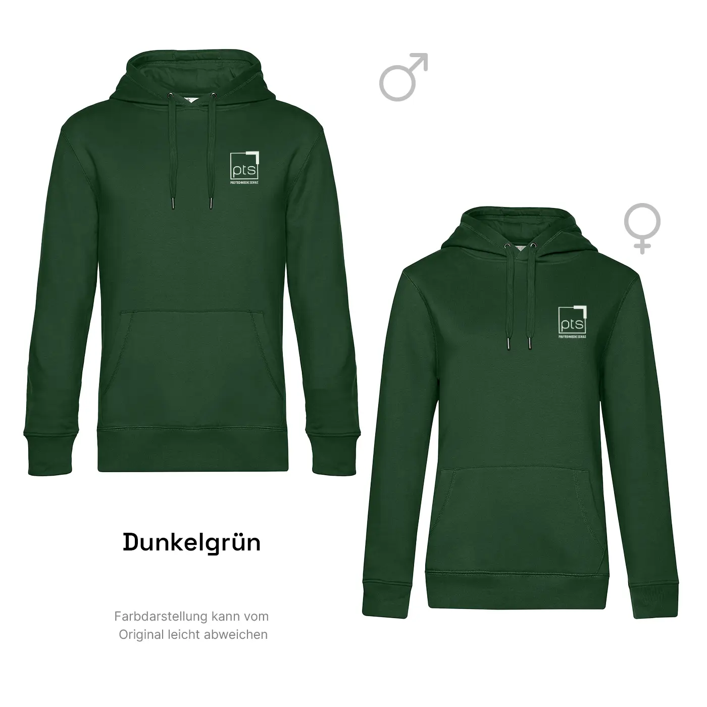 Hoodie PTS-Logo weiß klein in Dunkelgrün