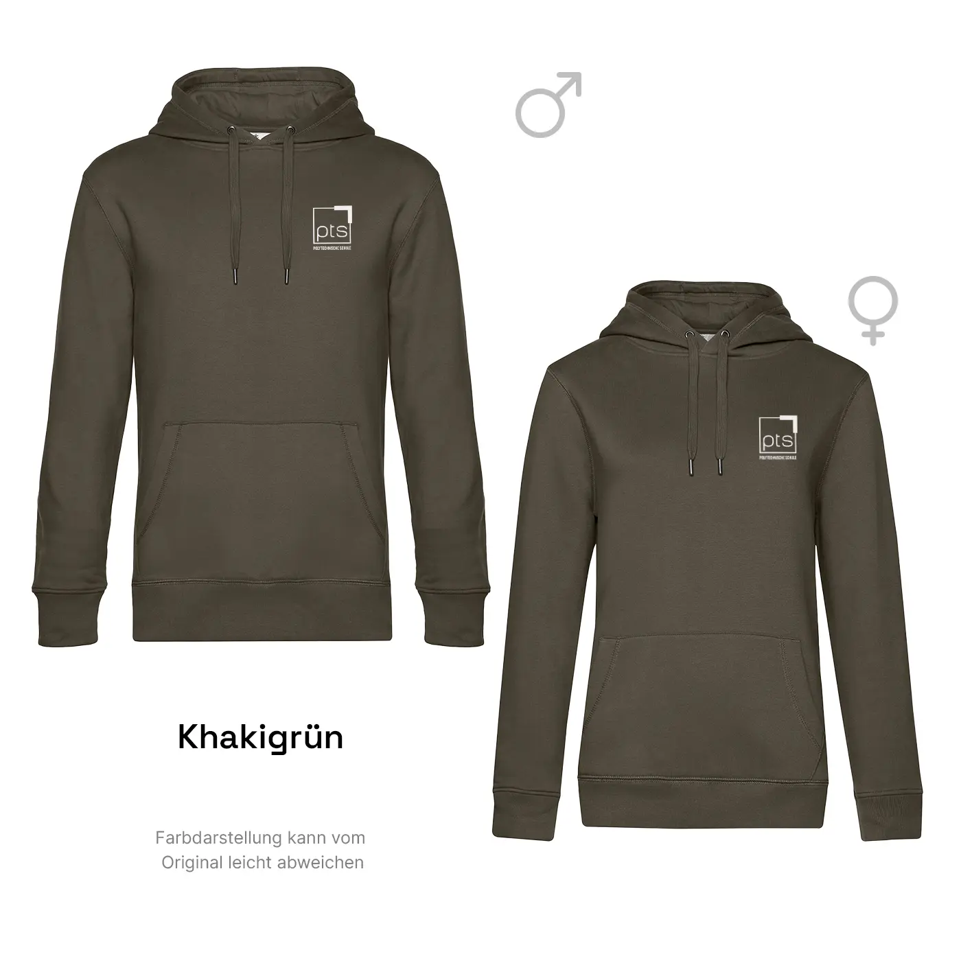 Hoodie PTS-Logo weiß klein in Khakigrün