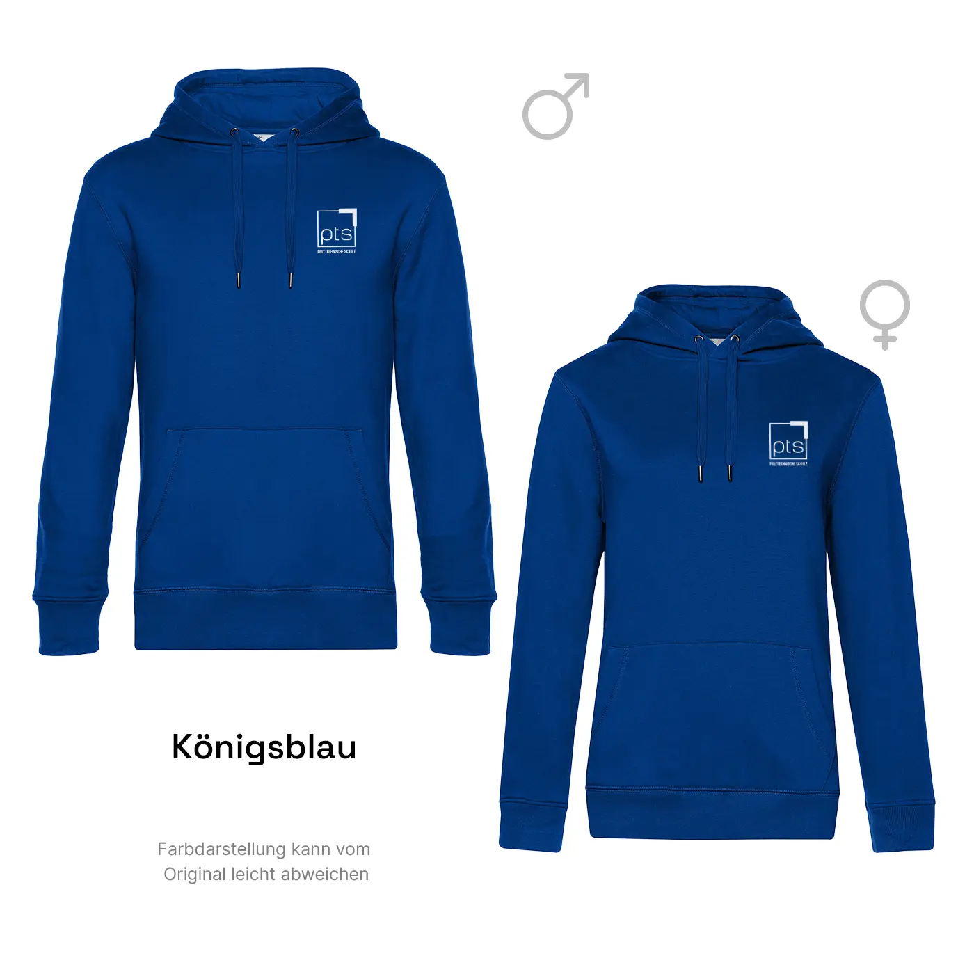 Hoodie PTS-Logo weiß klein in Königsblau