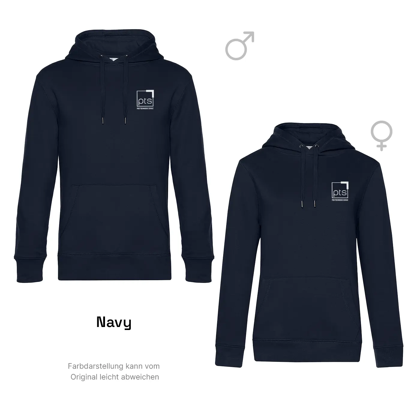 Hoodie PTS-Logo weiß klein in Navy