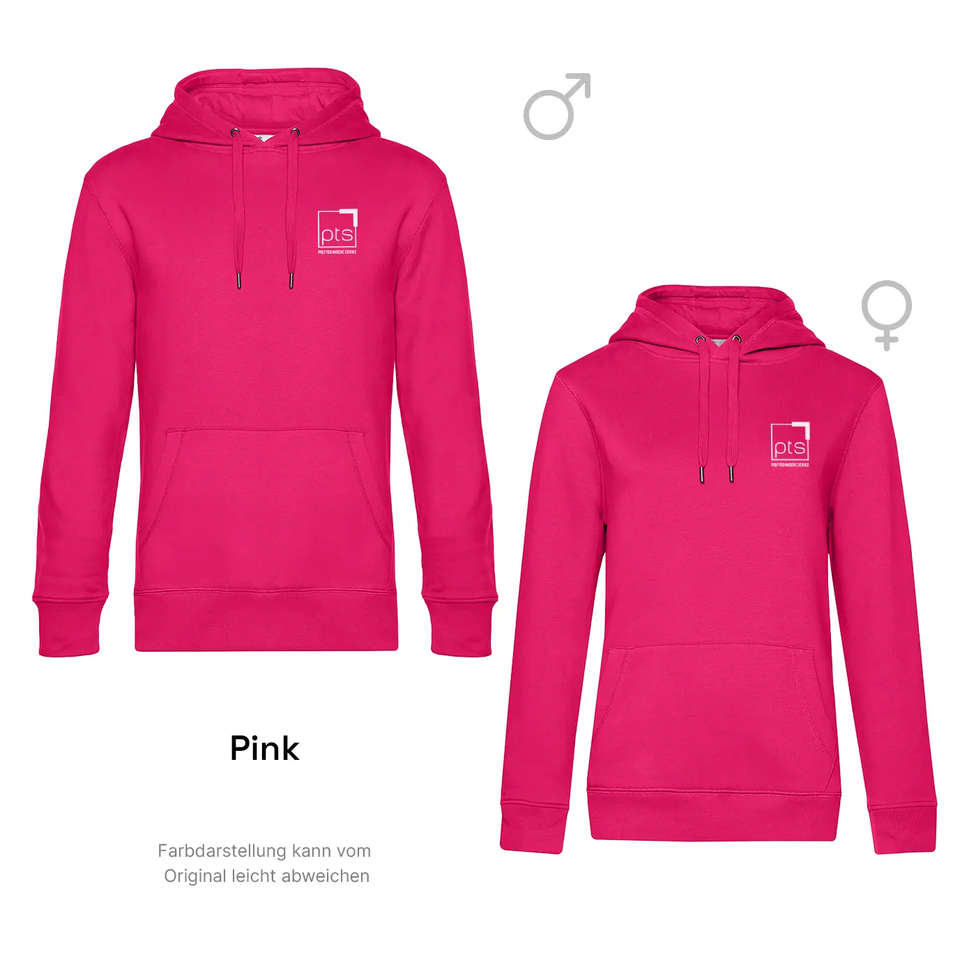 Hoodie PTS-Logo weiß klein in Pink