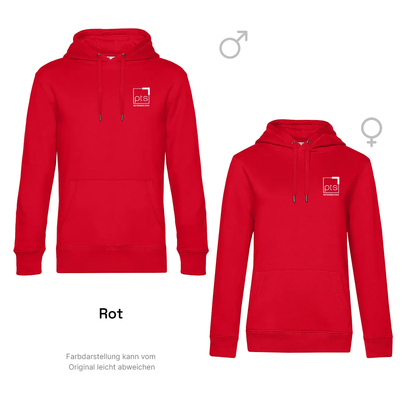 Hoodie PTS-Logo weiß klein in Rot