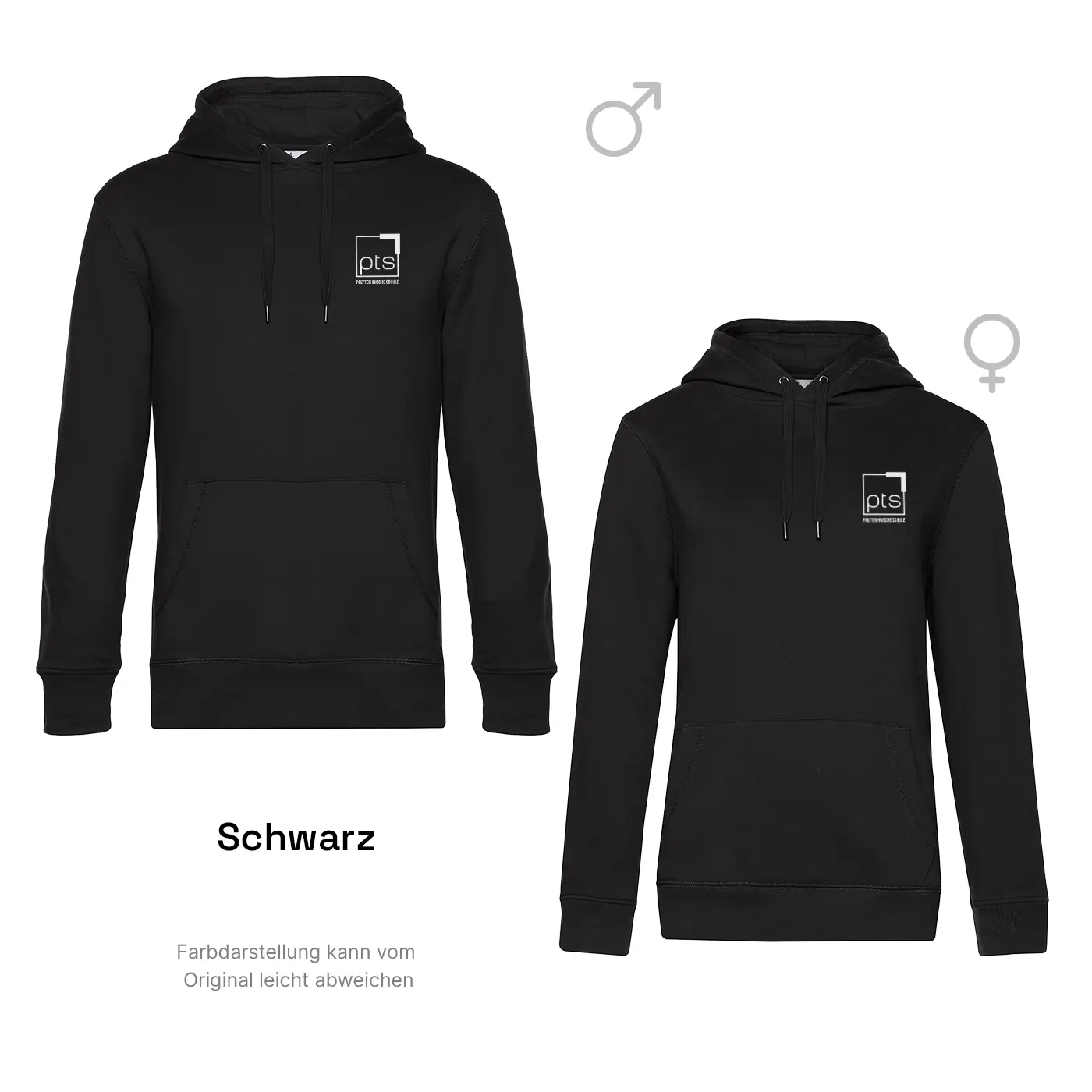 Hoodie PTS-Logo weiß klein in Schwarz
