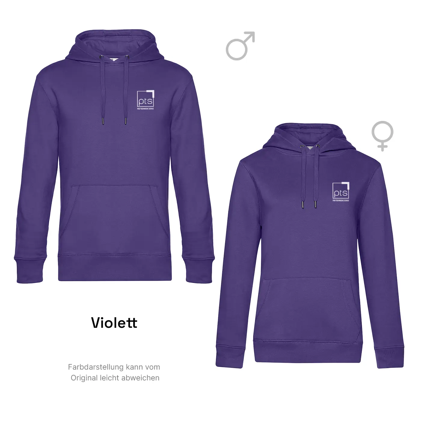 Hoodie PTS-Logo weiß klein in Violett