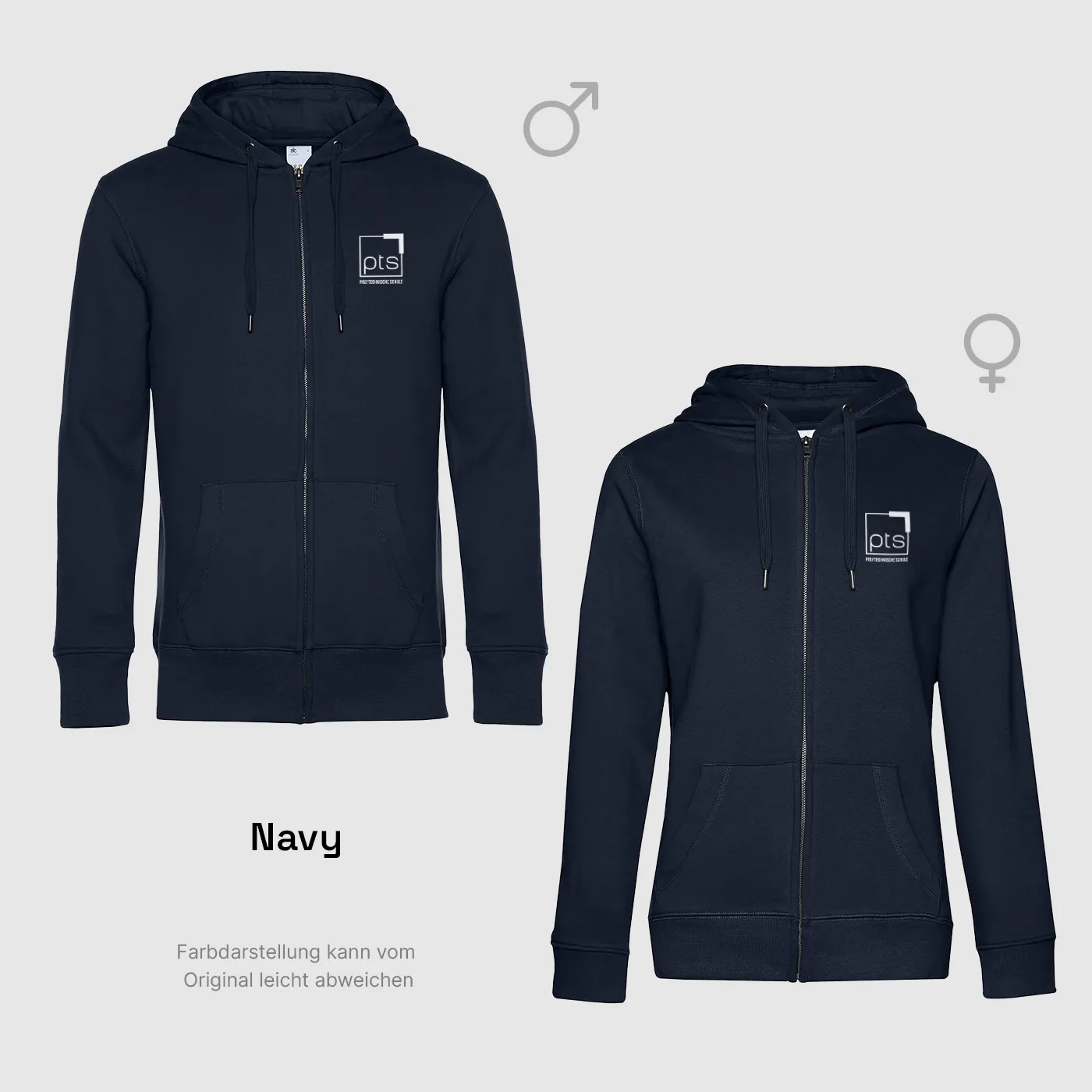 Zipper PTS-Logo weiß klein in Navy
