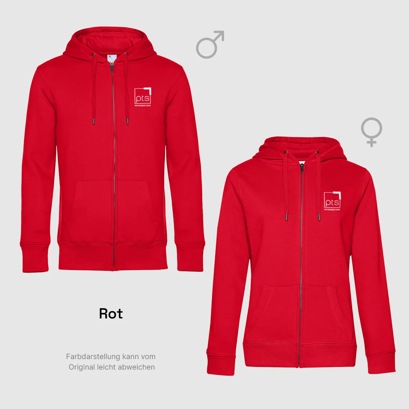 Zipper PTS-Logo weiß klein in Rot