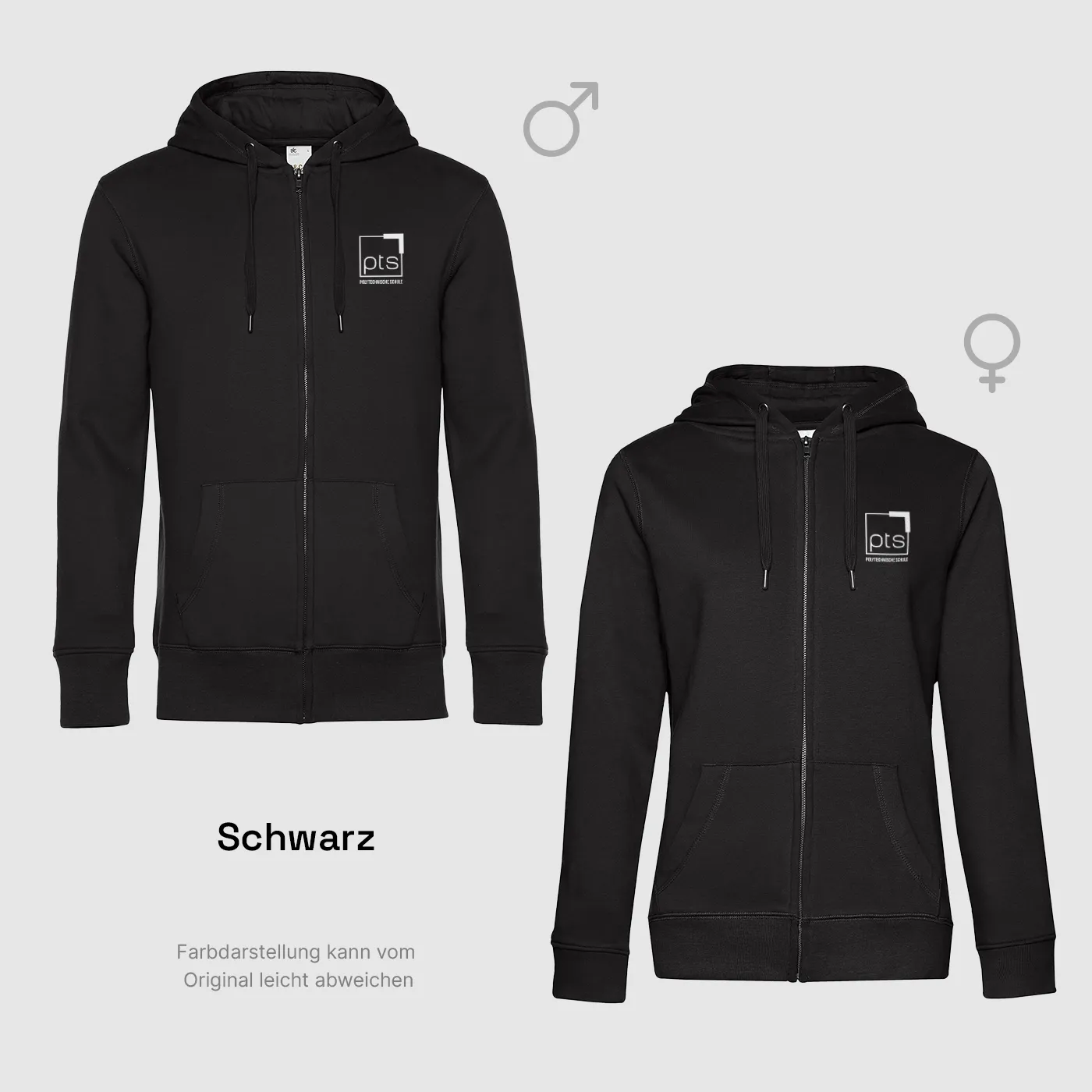 Zipper PTS-Logo weiß klein in Schwarz