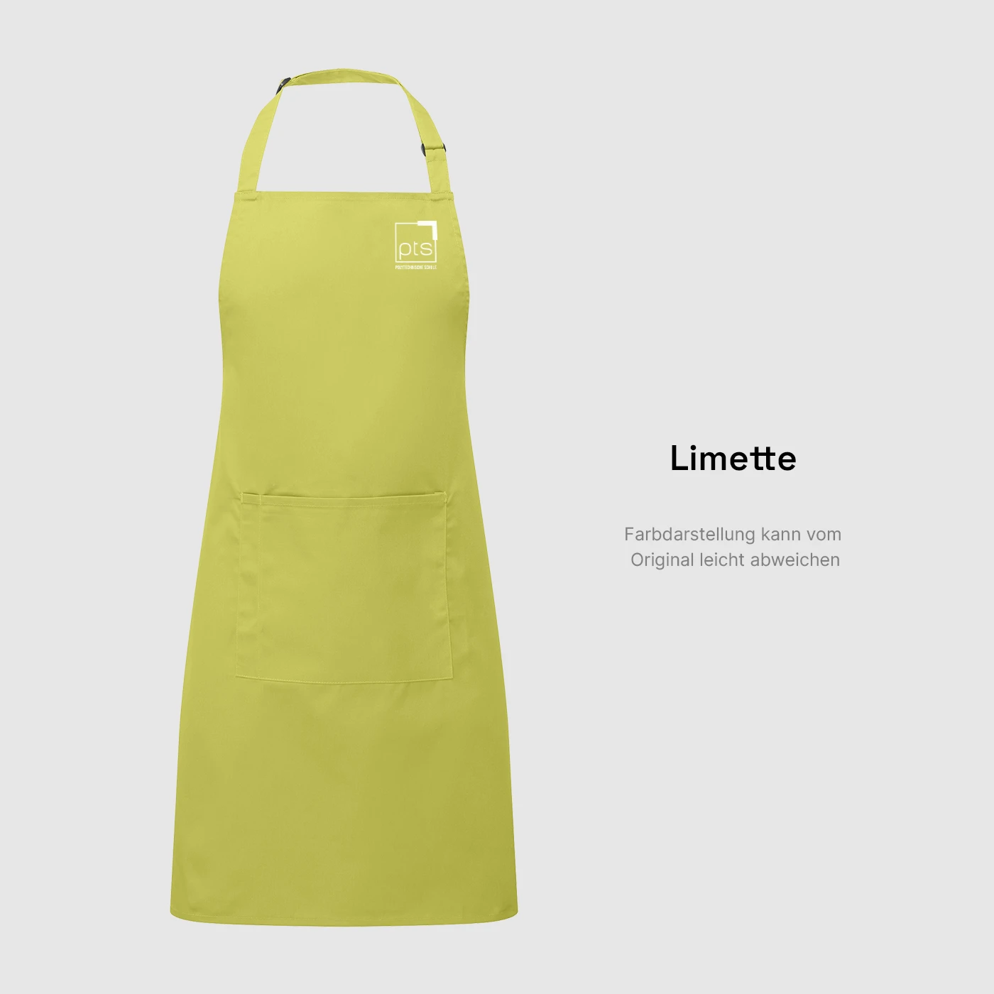 Schürze PTS-Logo weiß klein in Limette