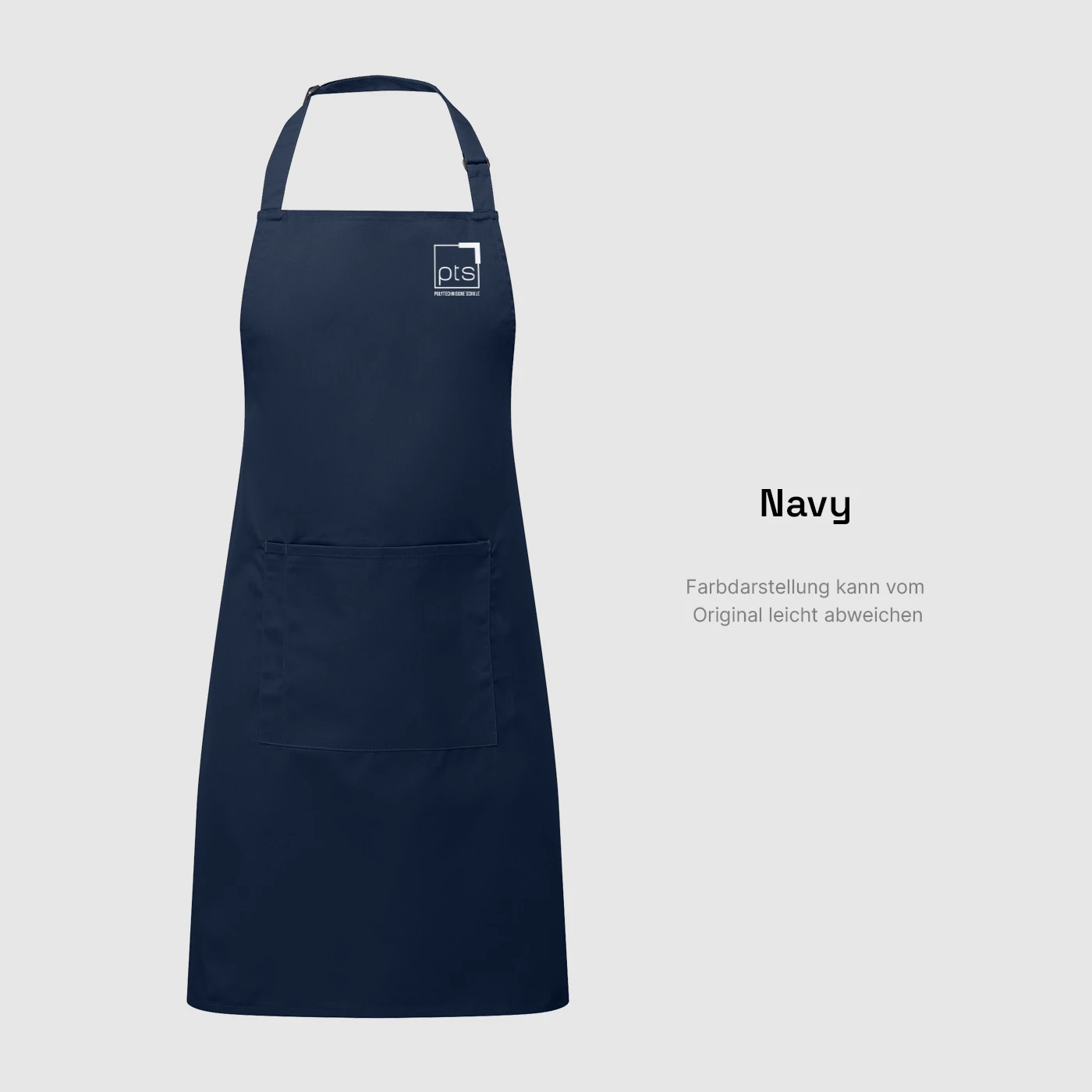Schürze PTS-Logo weiß klein in Navy