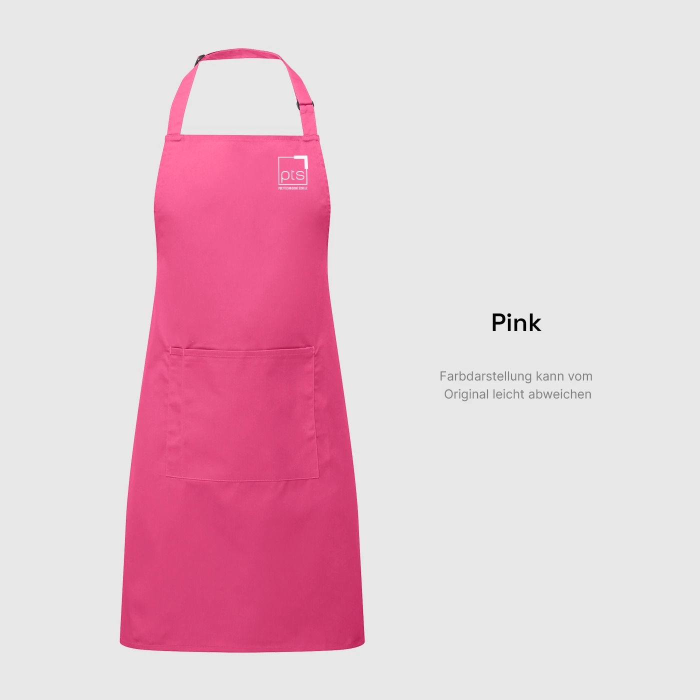 Schürze PTS-Logo weiß klein in Pink