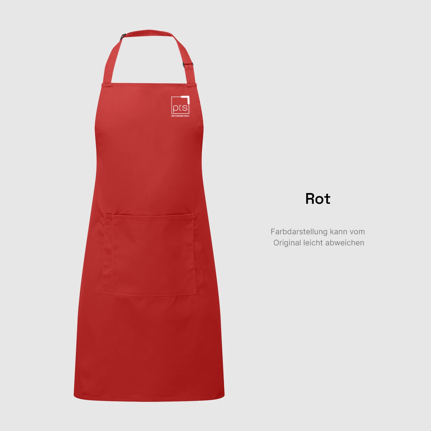 Schürze PTS-Logo weiß klein in Rot