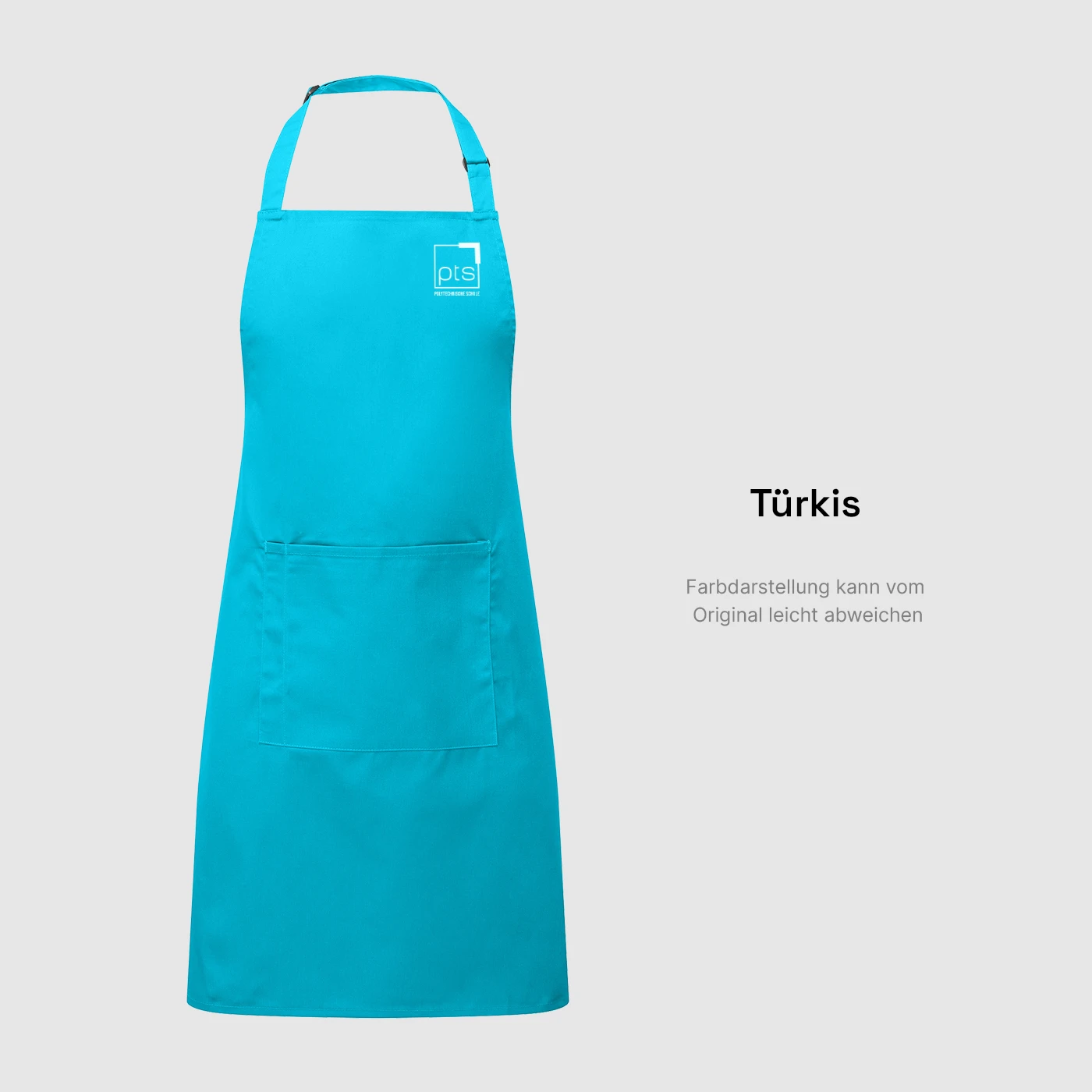 Schürze PTS-Logo weiß klein in Türkis