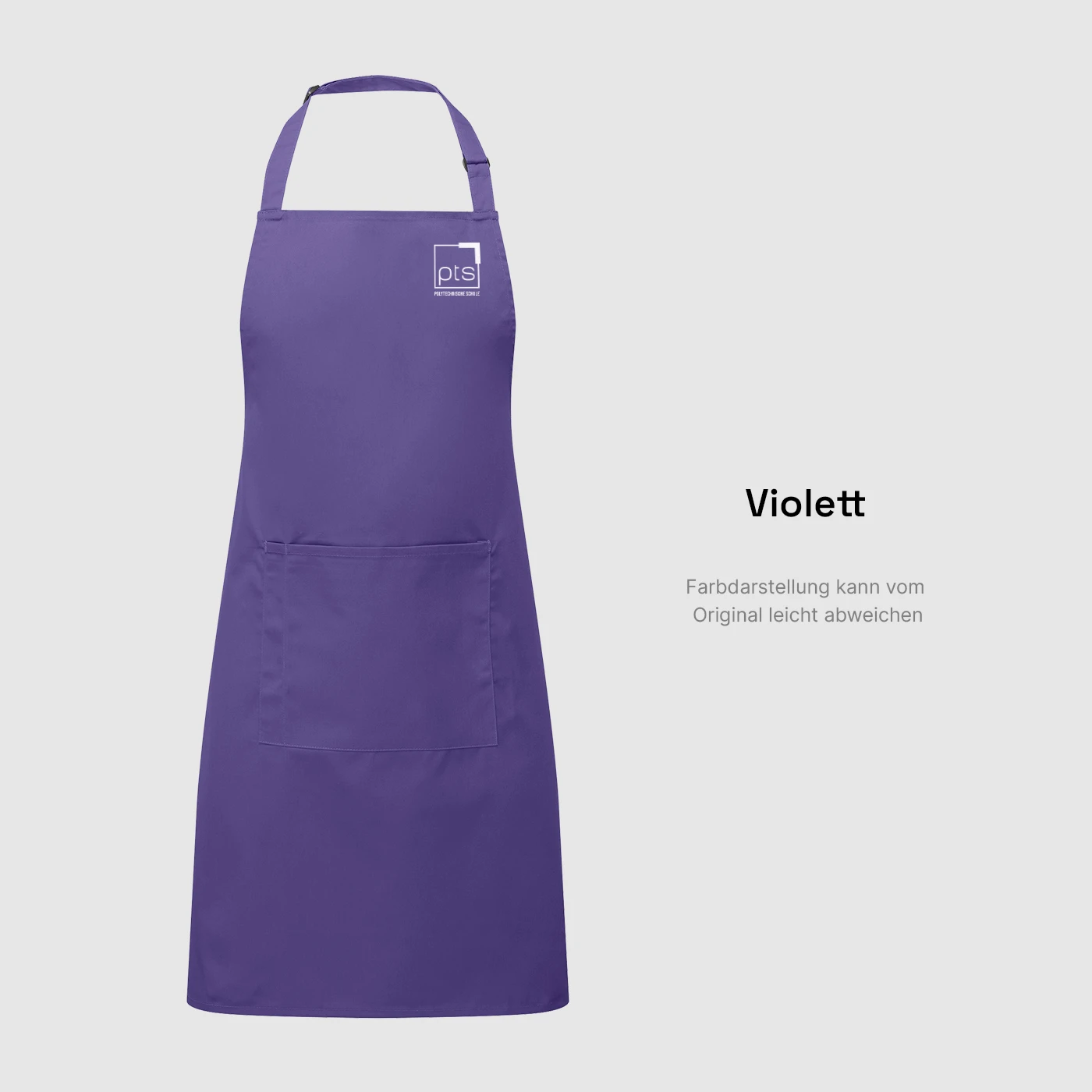 Schürze PTS-Logo weiß klein in Violett