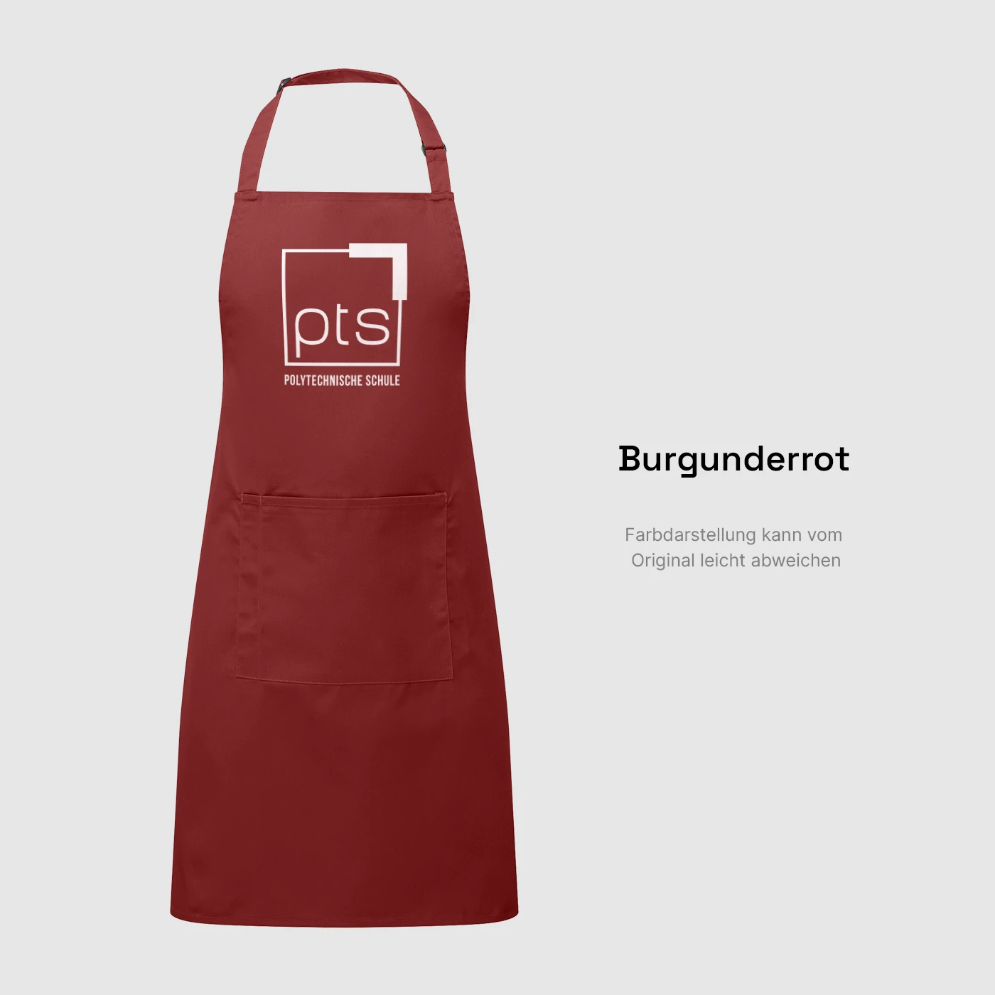 Schürze PTS-Logo weiß in Burgunderrot