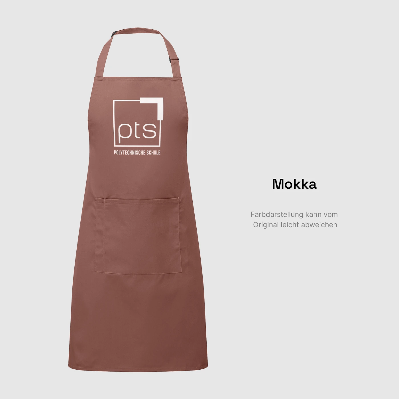 Schürze PTS-Logo weiß in Mokka