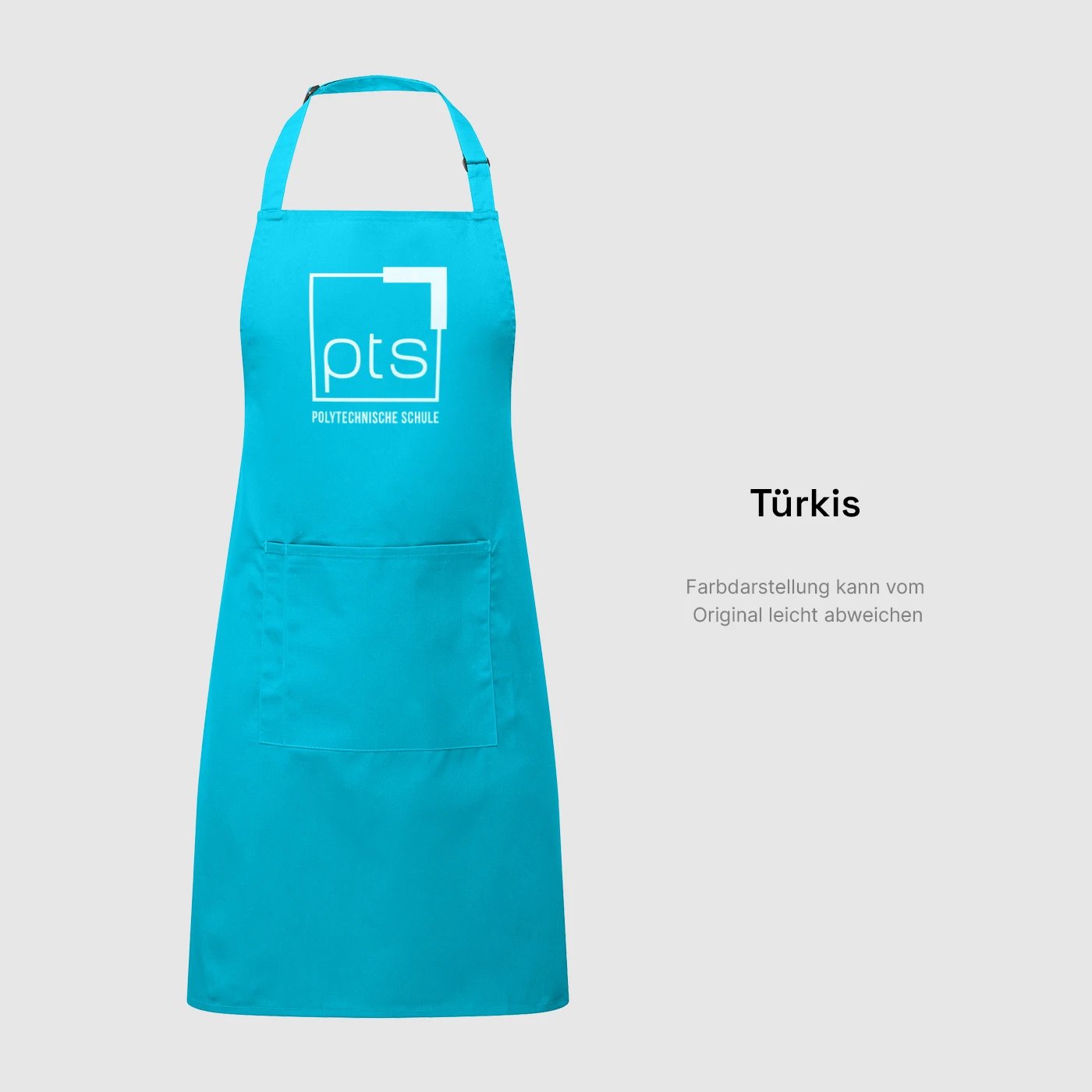 Schürze PTS-Logo weiß in Türkis