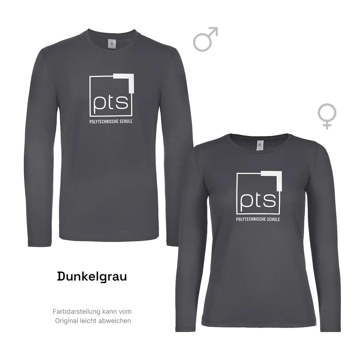 T-Shirt Langarm PTS-Logo weiß - dunkelgrau