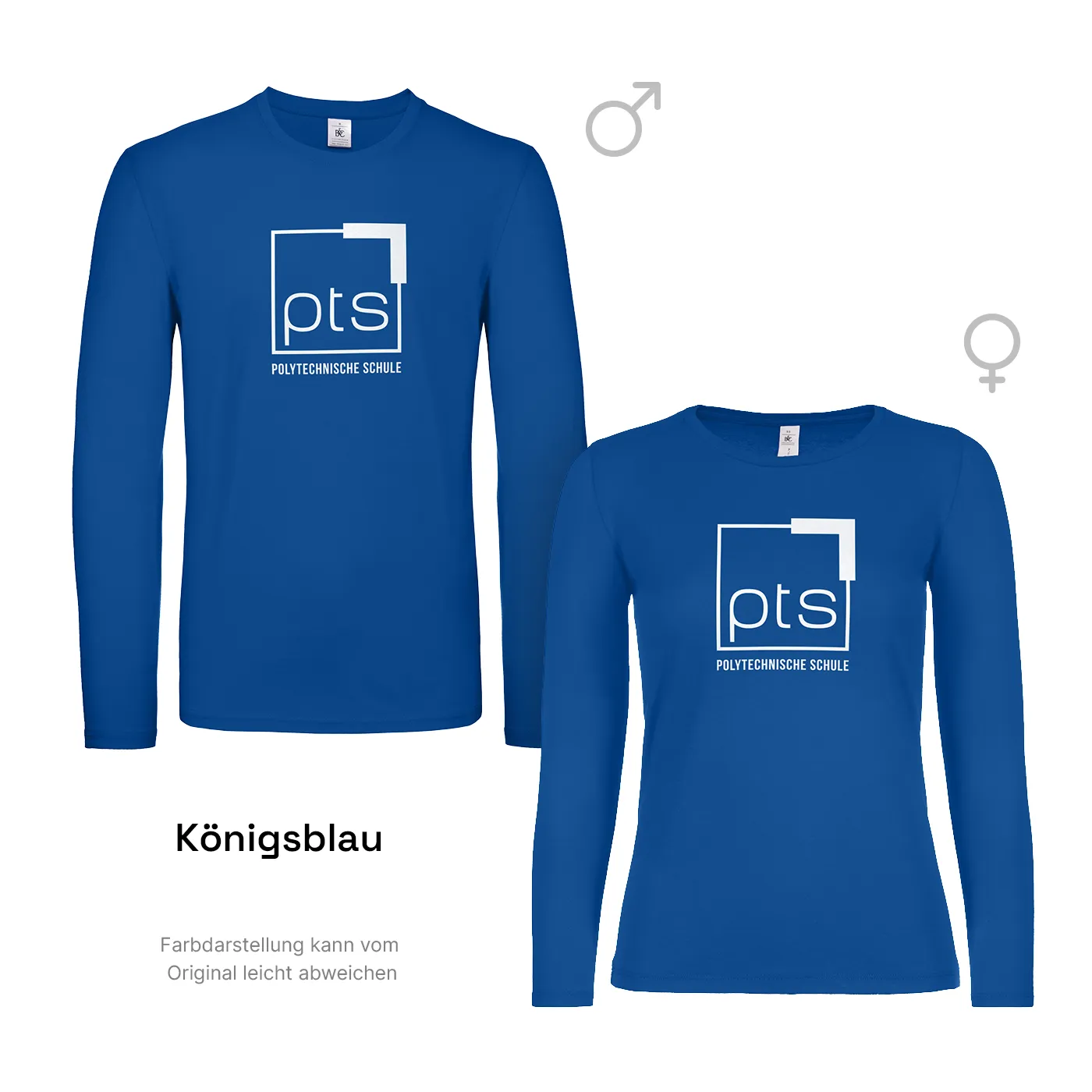 T-Shirt Langarm PTS-Logo weiß - königsblau
