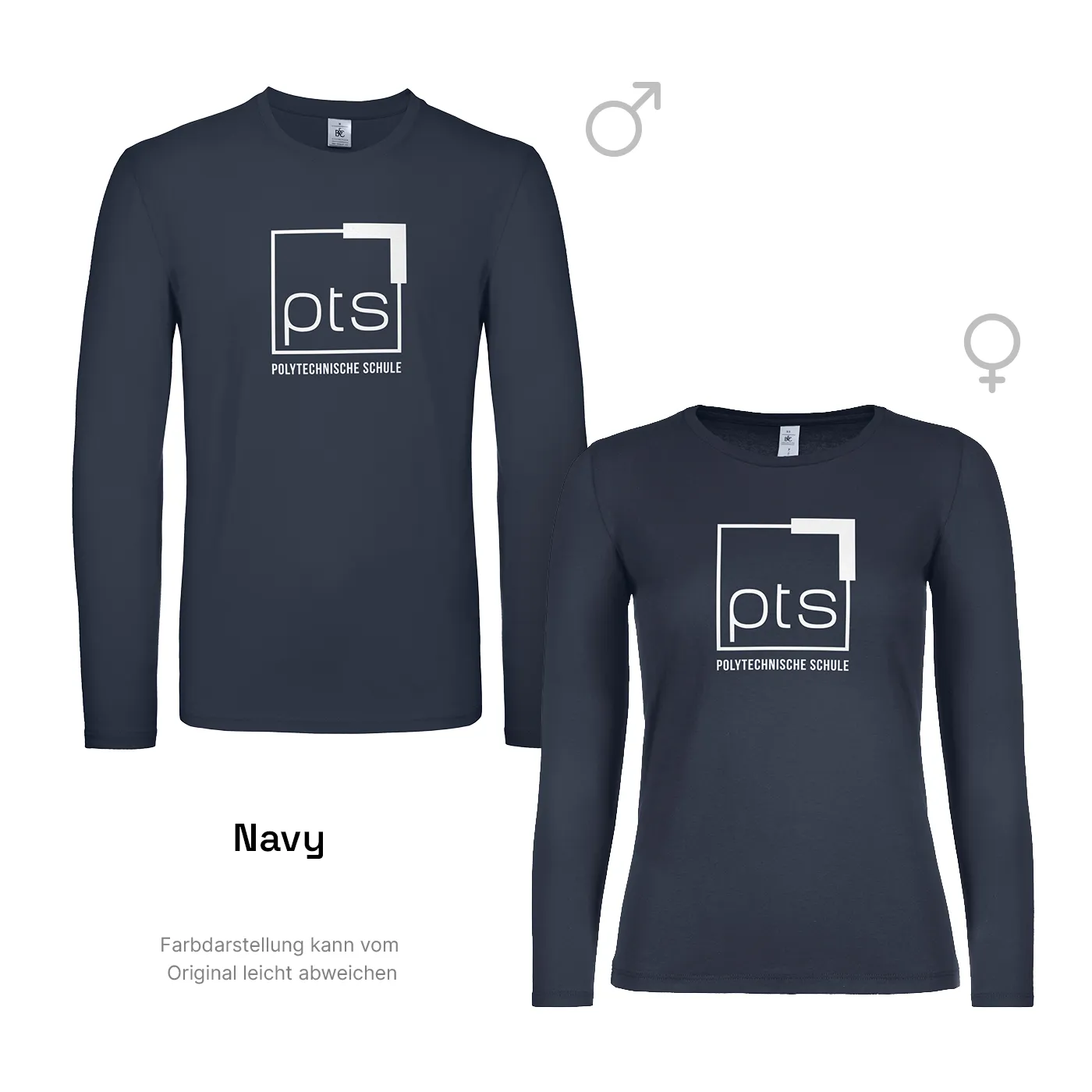 T-Shirt Langarm PTS-Logo weiß - navy