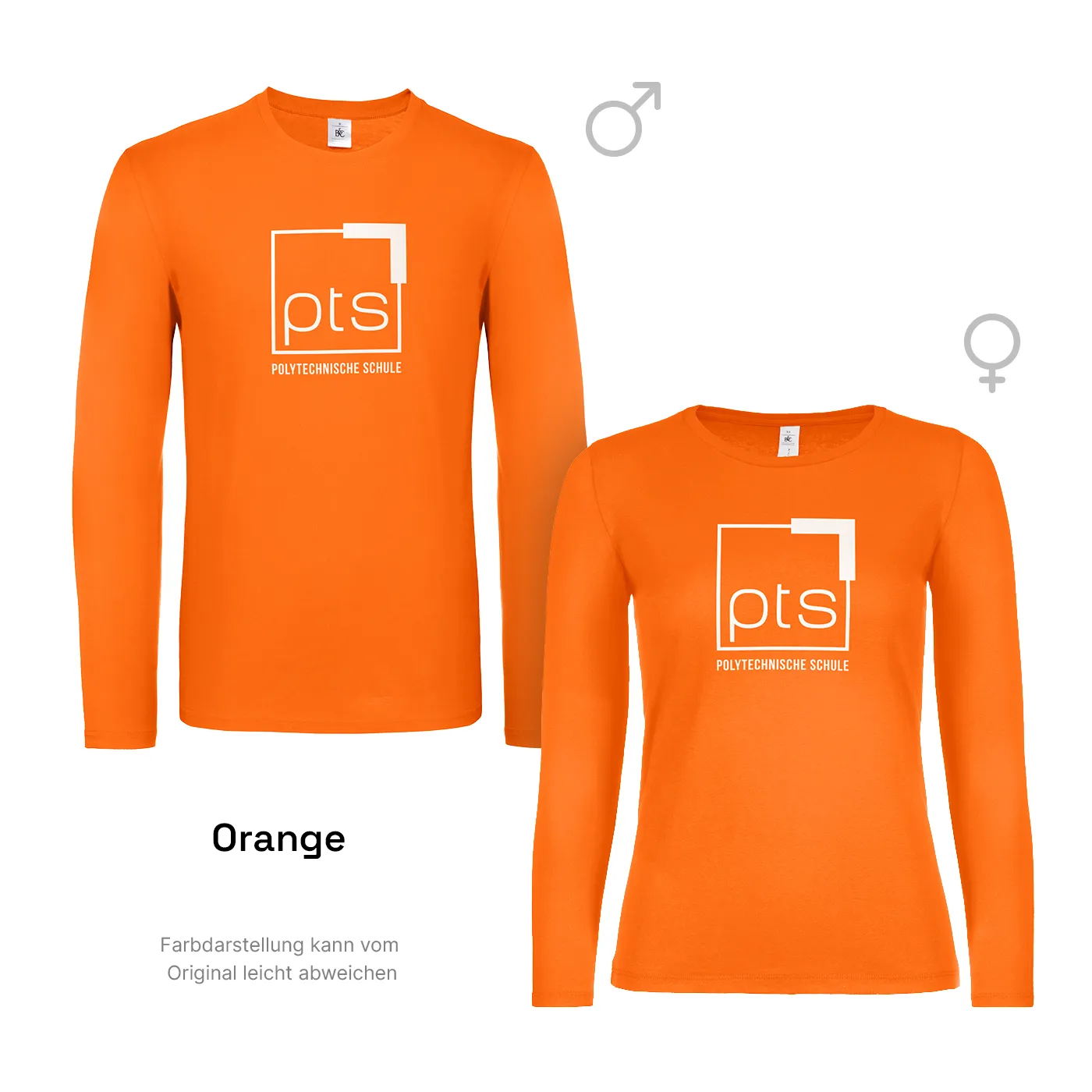 T-Shirt Langarm PTS-Logo weiß - orange