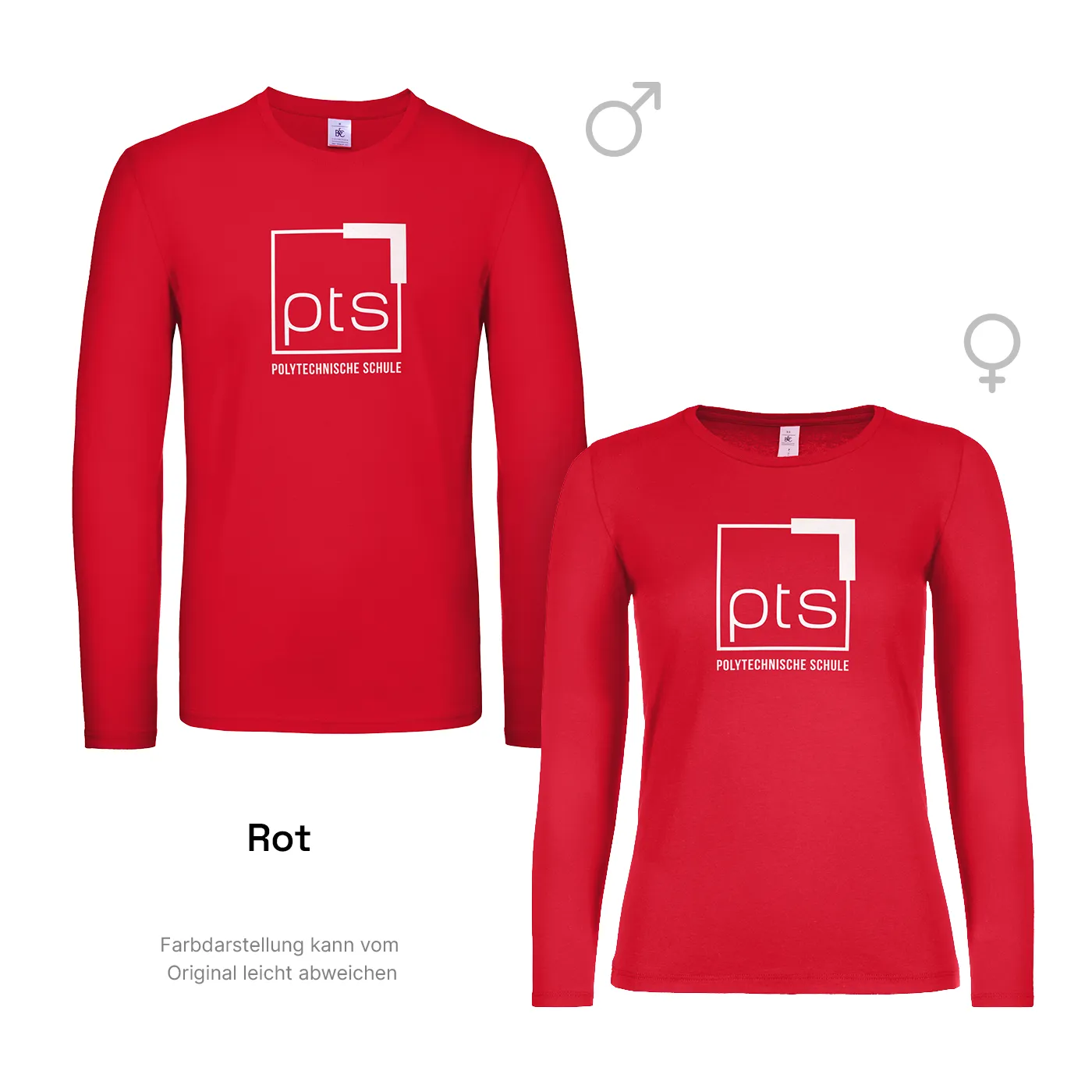 T-Shirt Langarm PTS-Logo weiß - rot
