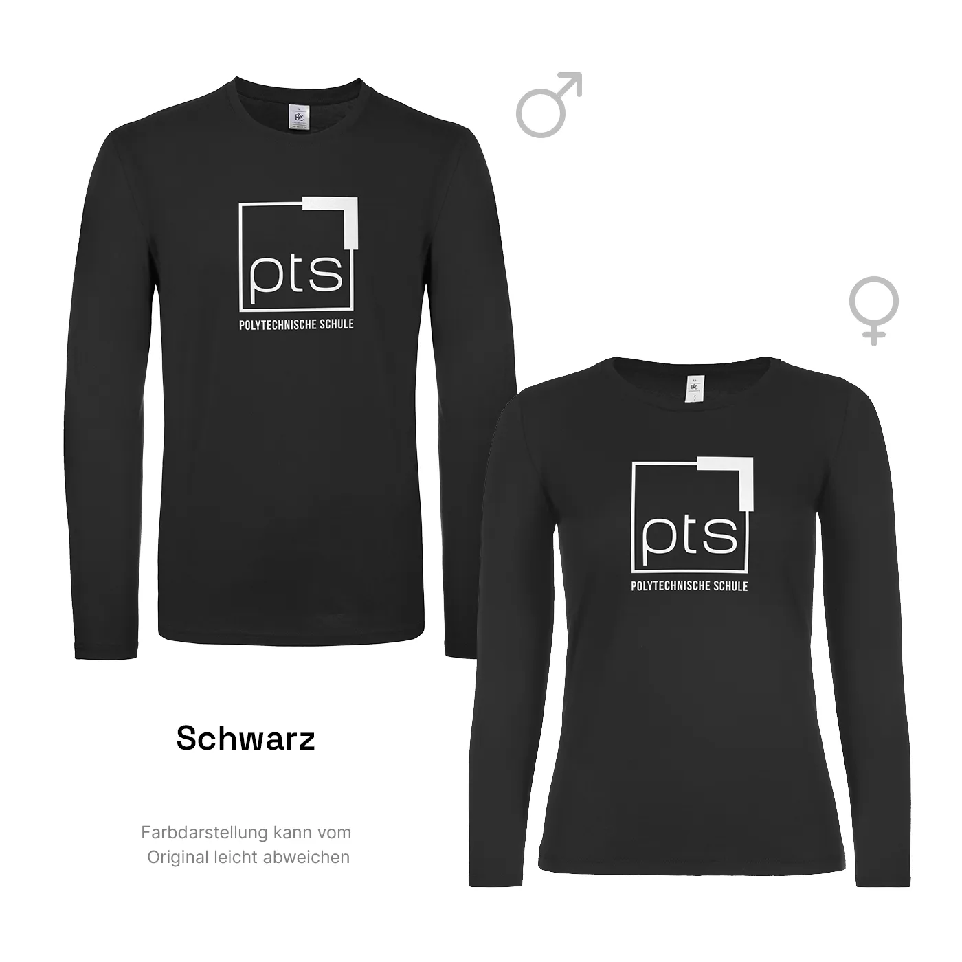 T-Shirt Langarm PTS-Logo weiß - schwarz