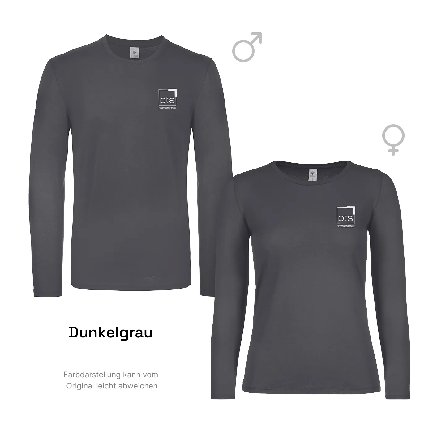 T-Shirt Langarm PTS-Logo weiß - dunkelgrau