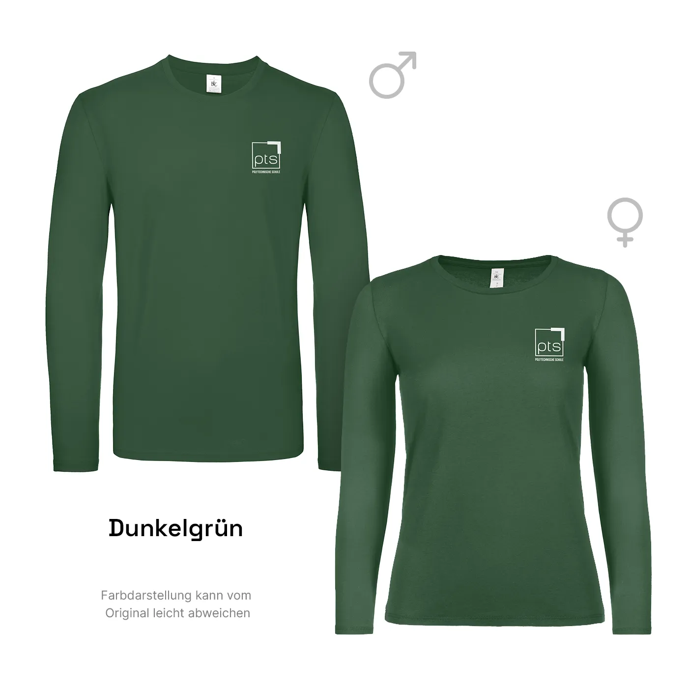 T-Shirt Langarm PTS-Logo weiß - dunkelgrün