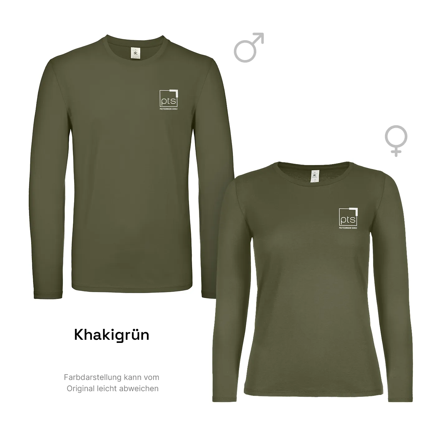T-Shirt Langarm PTS-Logo weiß - khakigrün
