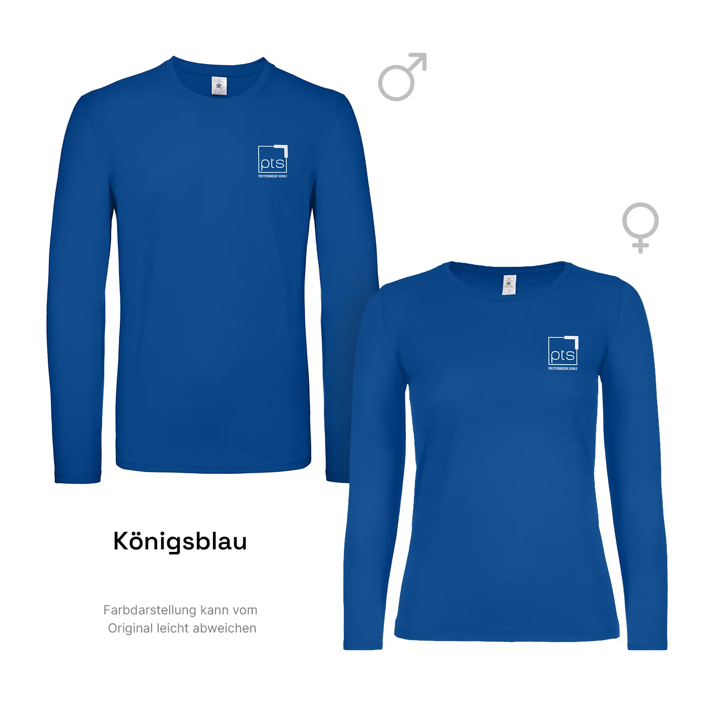 T-Shirt Langarm PTS-Logo weiß - königsblau