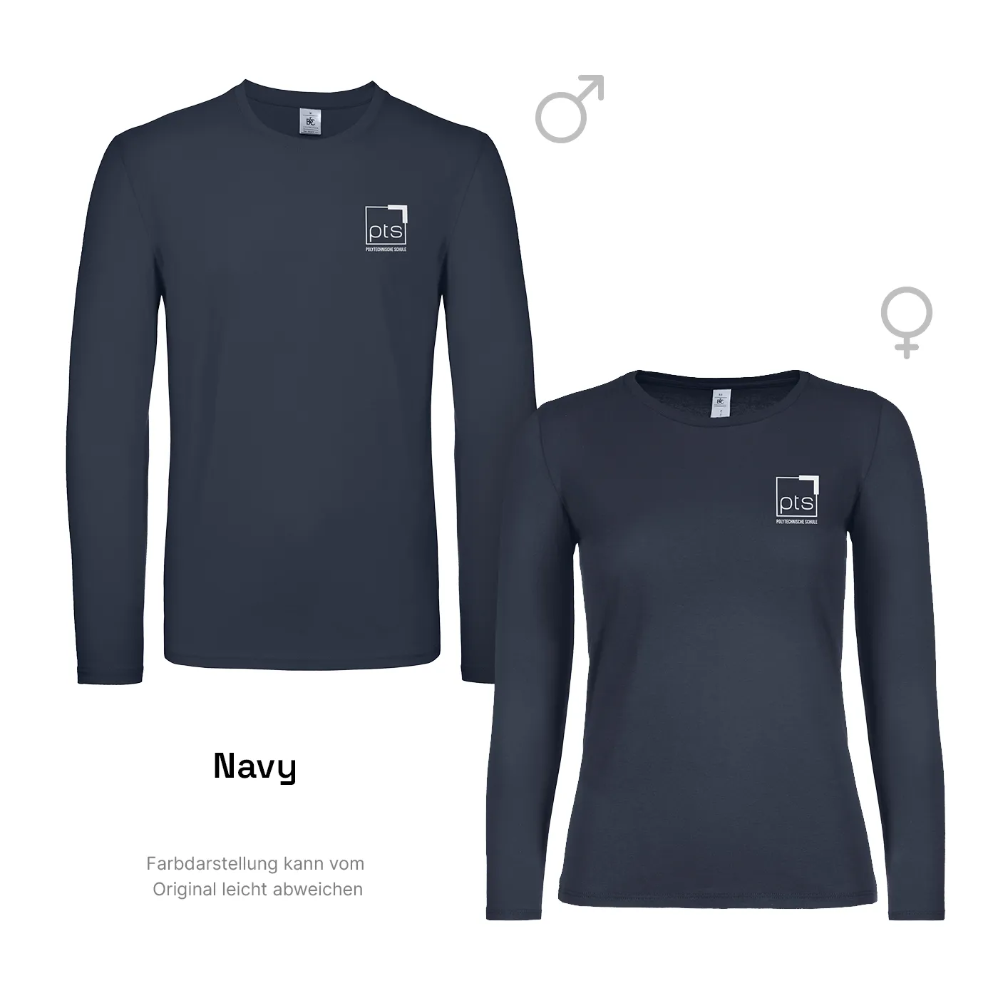 T-Shirt Langarm PTS-Logo weiß - navy
