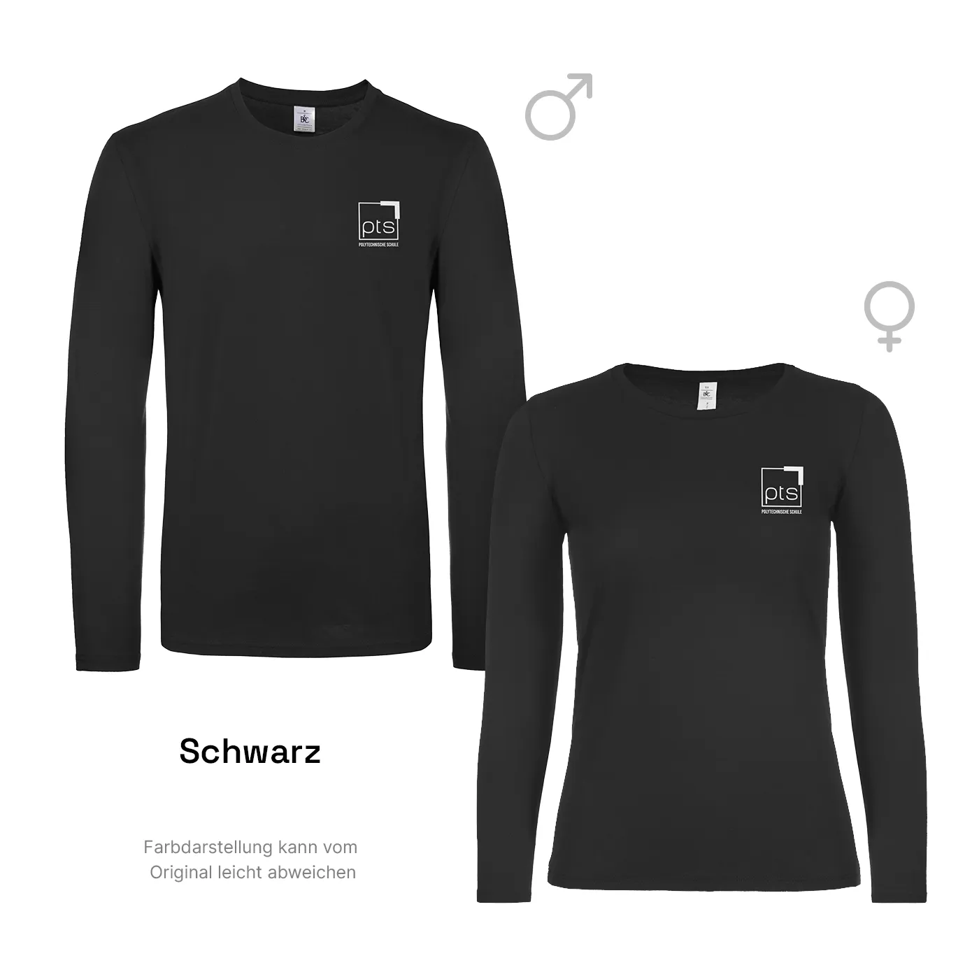 T-Shirt Langarm PTS-Logo weiß - schwarz