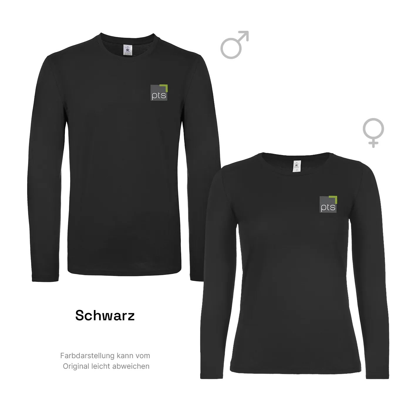 T-Shirt Langarm PTS-Logo färbig klein - schwarz